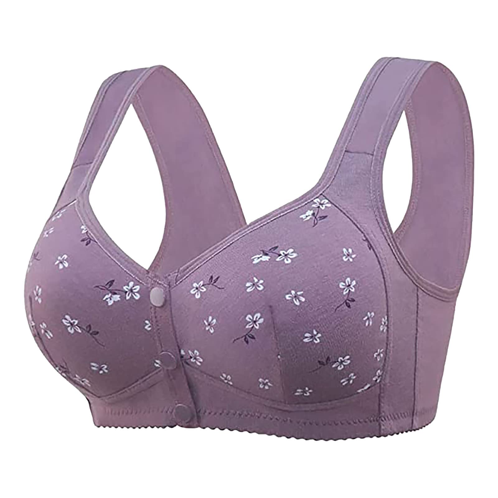 Women's Seamless Front Close Cotton Sports Bra - Full Support Wireless Comfort for Yoga, Gym & Everyday Wear - Black