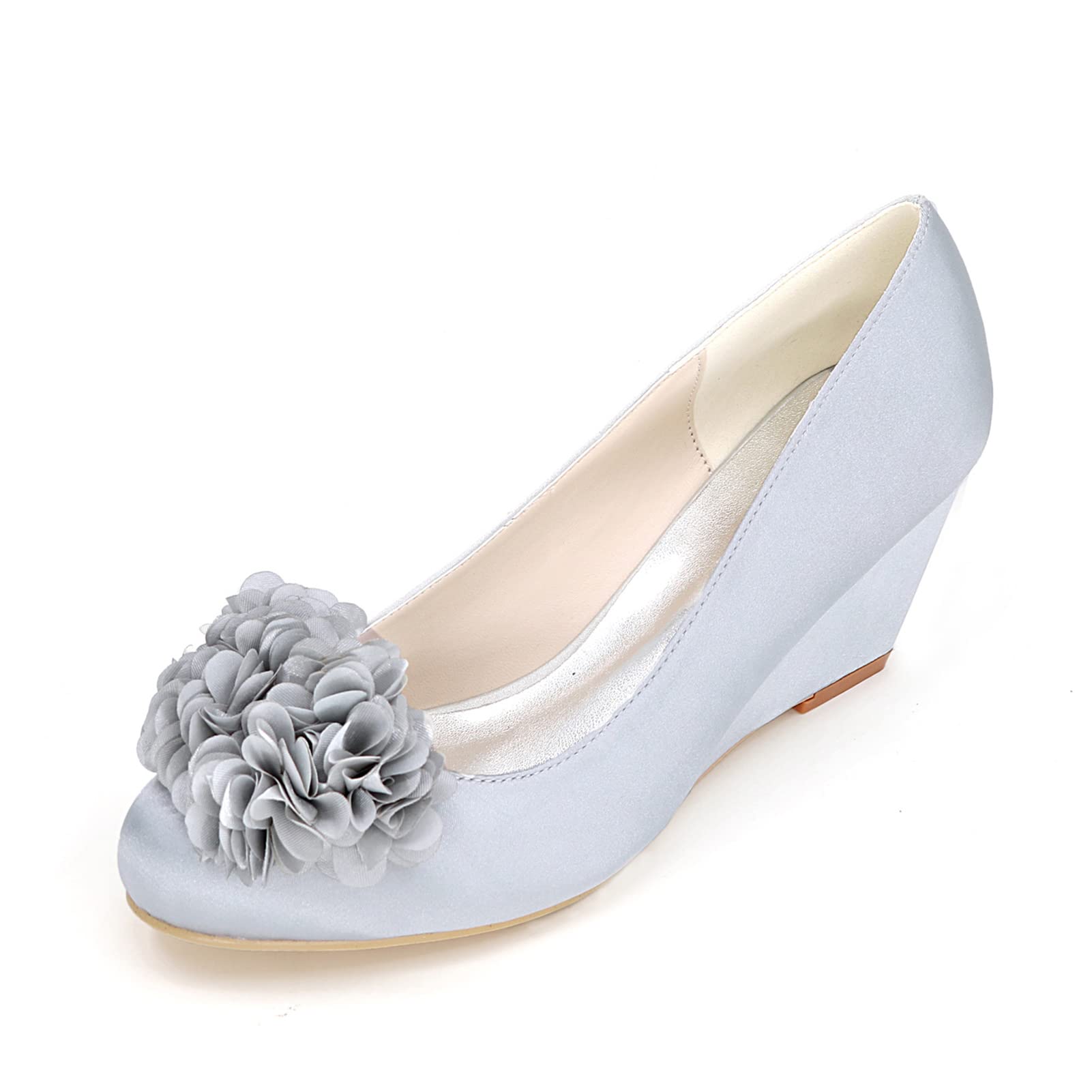 PALHERU Women's Wedding Shoes - Elegant Satin Bridal Heels with Round Toe for Weddings, Prom, Parties & Evening Events | Comfortable Wedge Heels for Bride, Bridesmaid & Formal Occasions