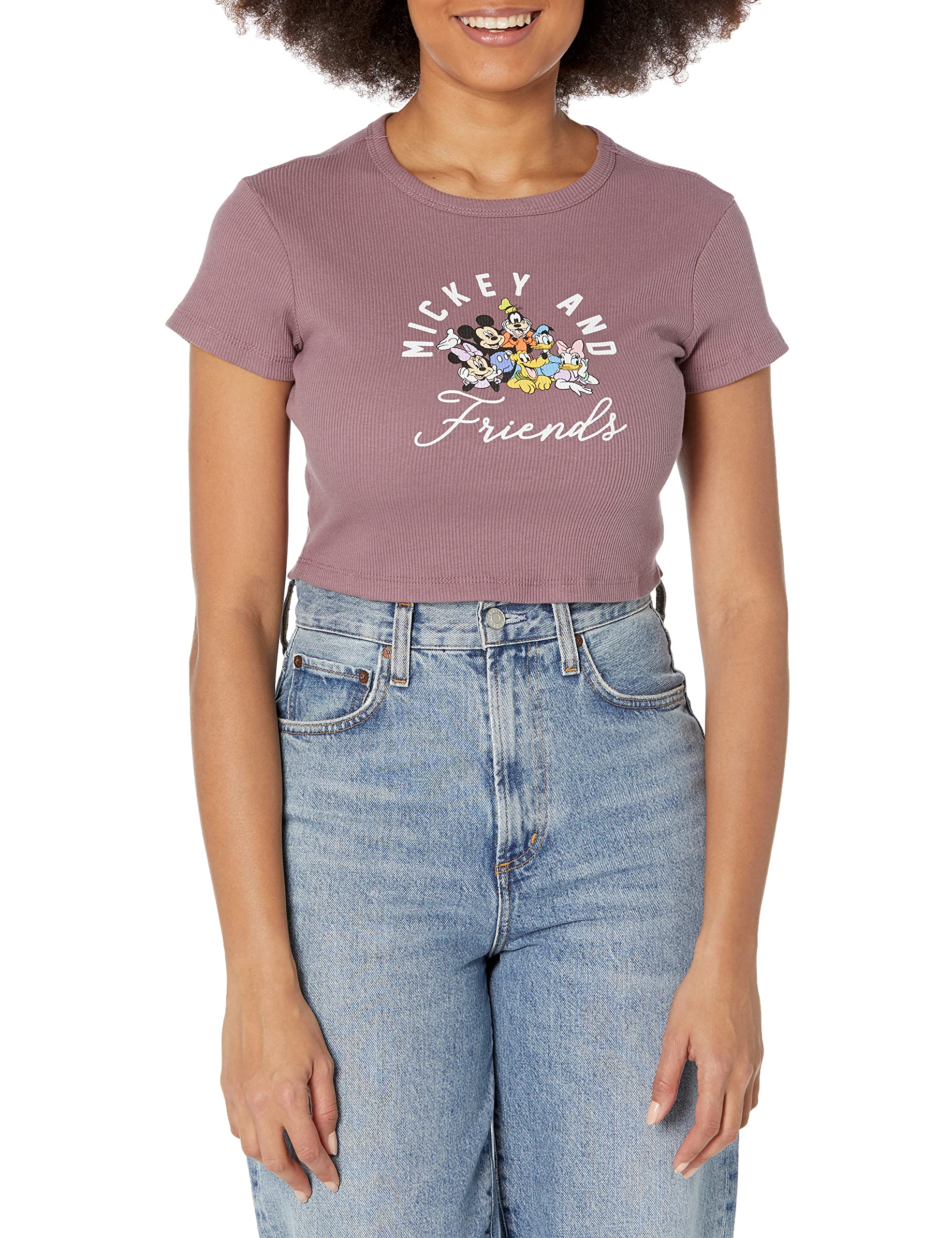 Disney Mickey and Friends Women's Crop T-Shirt - Cute Cartoon Graphic Tee for Casual Wear, Theme Parks, and Disney Fan Gifts