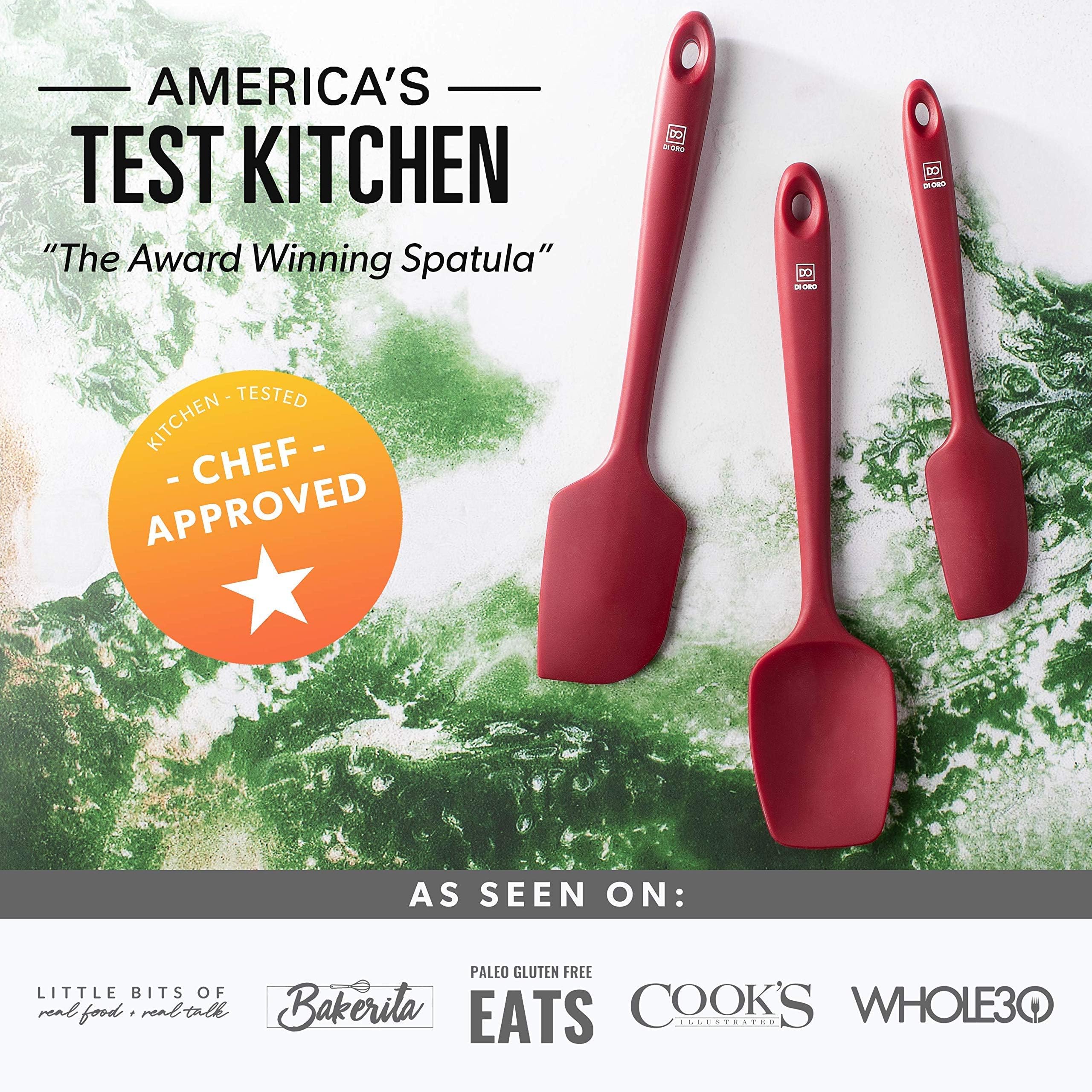 DI ORO Premium Silicone Spatula Set - 5-Piece Heat-Resistant Kitchen Utensils (600°F) for Baking, Cooking & Mixing - BPA-Free Rubber Scrapers for Nonstick Cookware - Dishwasher Safe (Red) - Perfect for Home Bakers & Professional Chefs