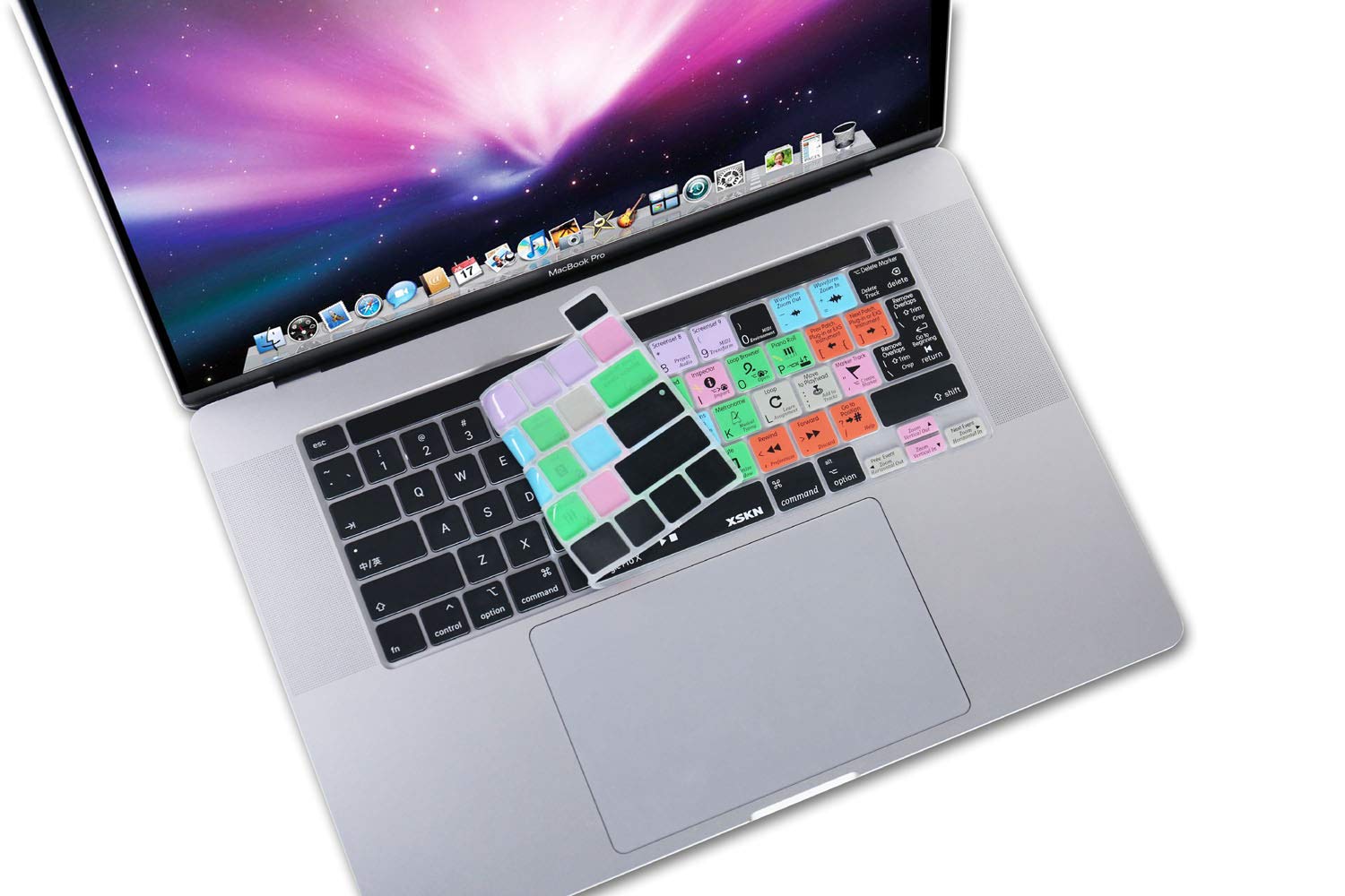 XSKN Logic Pro English Silicone Keyboard Cover for MacBook Pro 16-inch A2141 & 13.3-inch A2251 A2289 A2338 M1 - Touch Bar Shortcuts Skin (US/EU Version) - Perfect for Music Production, Video Editing & Office Work