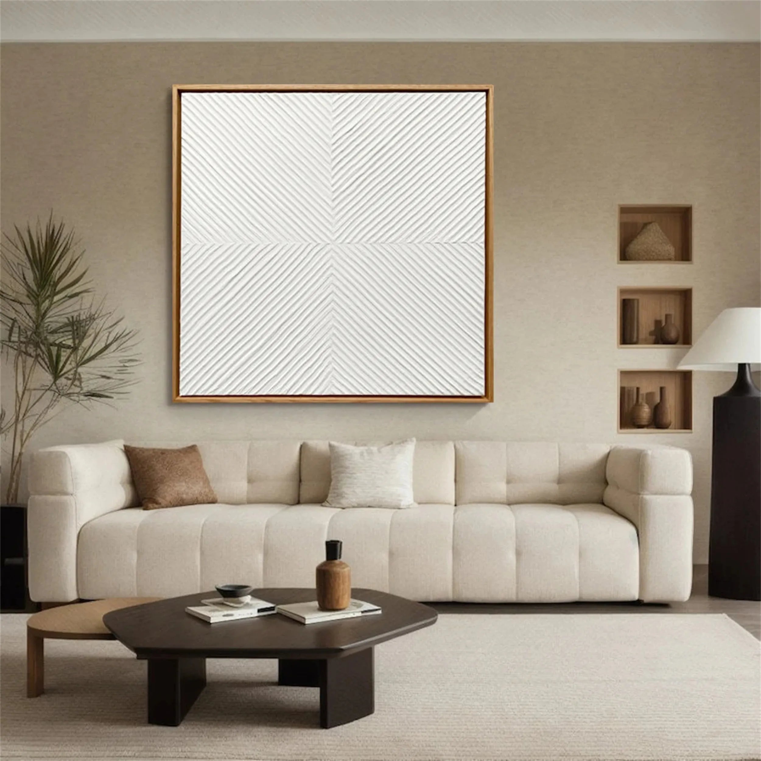 White Minimalist Textured Painting Canvas #MM205 - Abstract Wall Art for Modern Home & Office Decor
