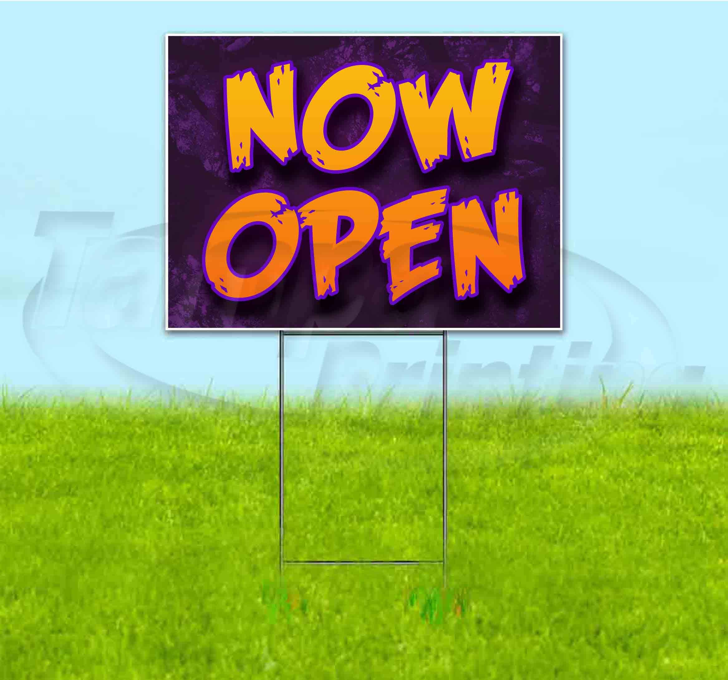 Now Open 18x24 Inch Yard Sign with Metal Step Stake - Bulk Discounts & Multi-Packs Available - Perfect for Business Advertising, Real Estate Open Houses, and Event Promotion