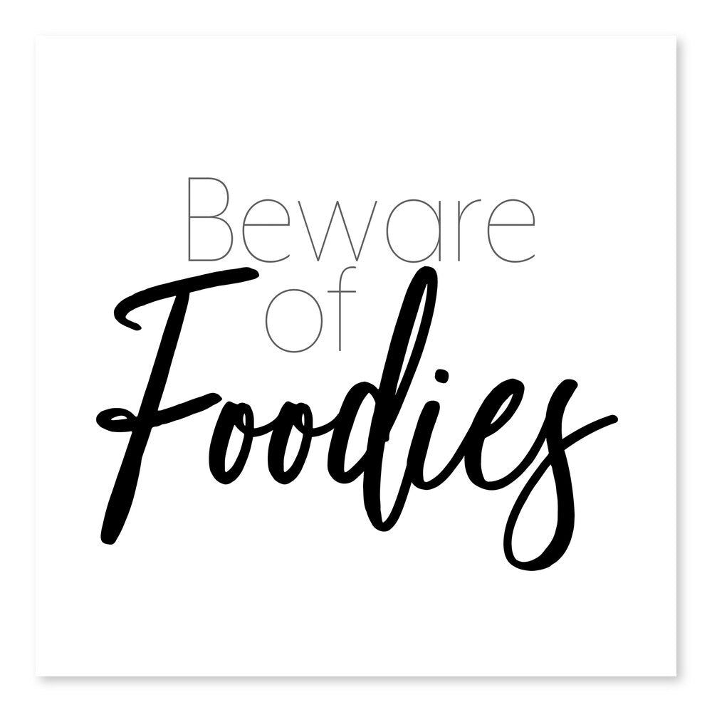 Beware of Foodies Funny Kitchen Wall Art - 14x14 Inches Printed Canvas Decor for Dining Room & Home - Perfect for Food Lovers & Chef Gifts
