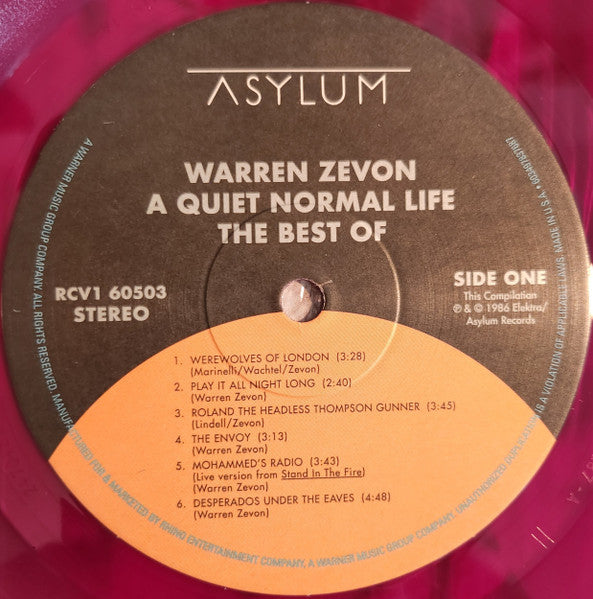 Warren Zevon - A Quiet Normal Life: The Best Of Warren Zevon (Limited Edition Vinyl LP, Compilation, Reissue, Mint Condition) | Perfect for Music Collectors & Classic Rock Fans