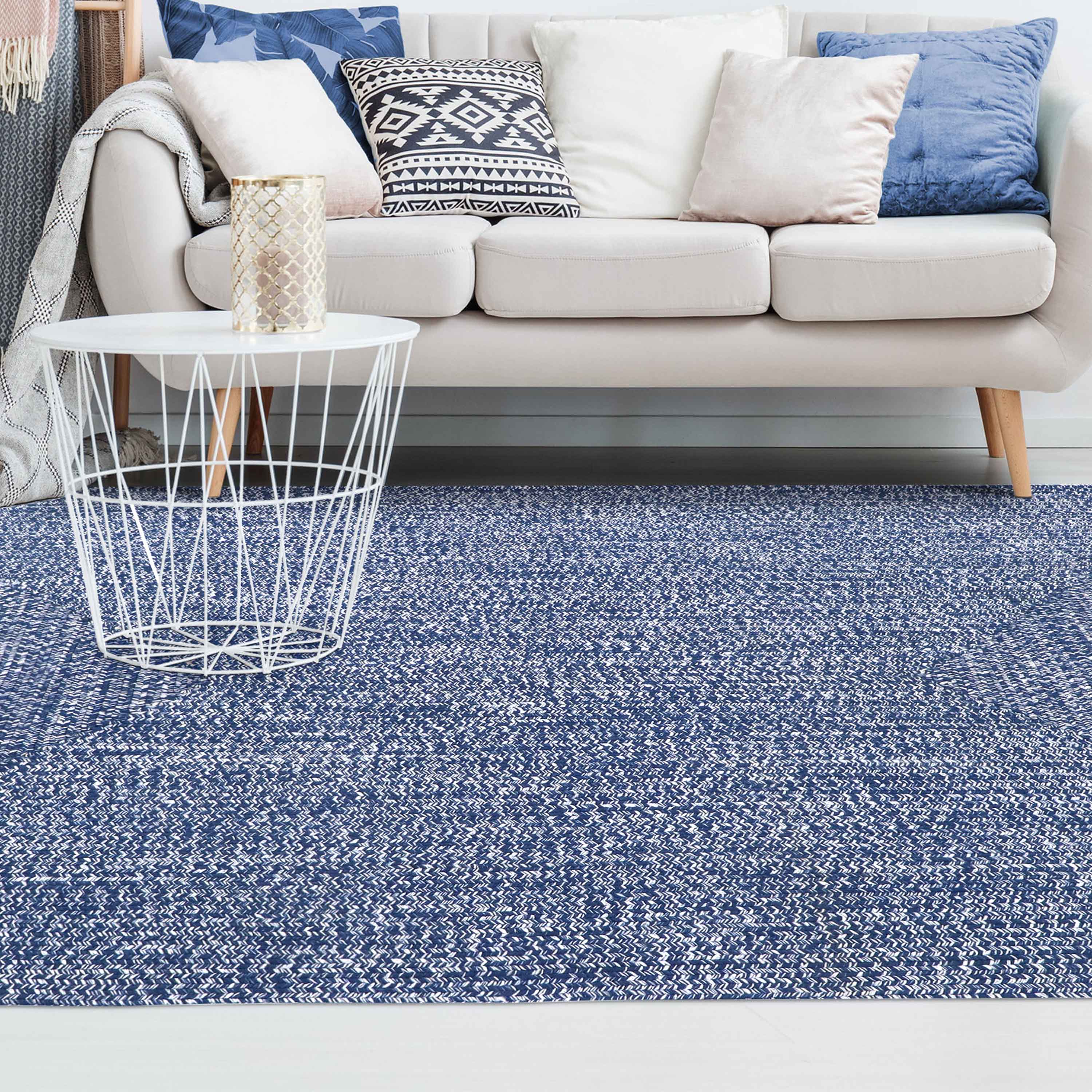 Two-Toned Braided Bohemian Area Rug - Indoor/Outdoor Use for Living Room, Patio & Bedroom Decor