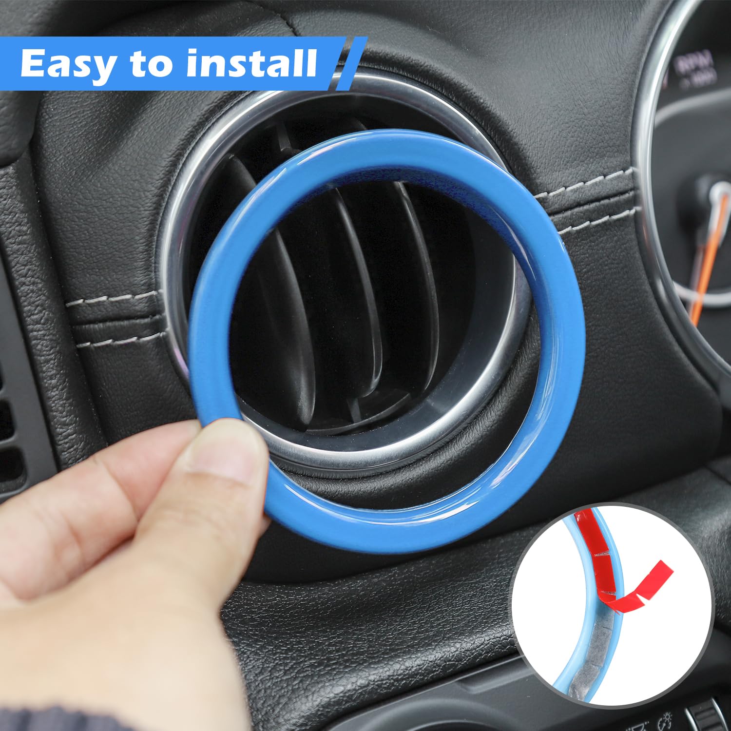 RT-TCZ Baby Blue Dash Air Vent Covers for Jeep Wrangler JL/JLU & Gladiator JT (2018-2023) - Interior Trim Stickers (4-Piece Set) - Upgrade Your Ride with Stylish Protection