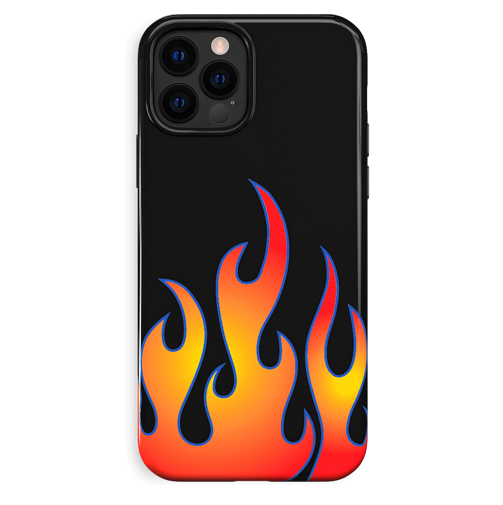 Blue Chrome Flames iPhone Case - Stylish Protective Cover for iPhone 13/14/15 Pro Max - Durable Shockproof Slim Design - Perfect for Everyday Use, Travel & Outdoor Activities