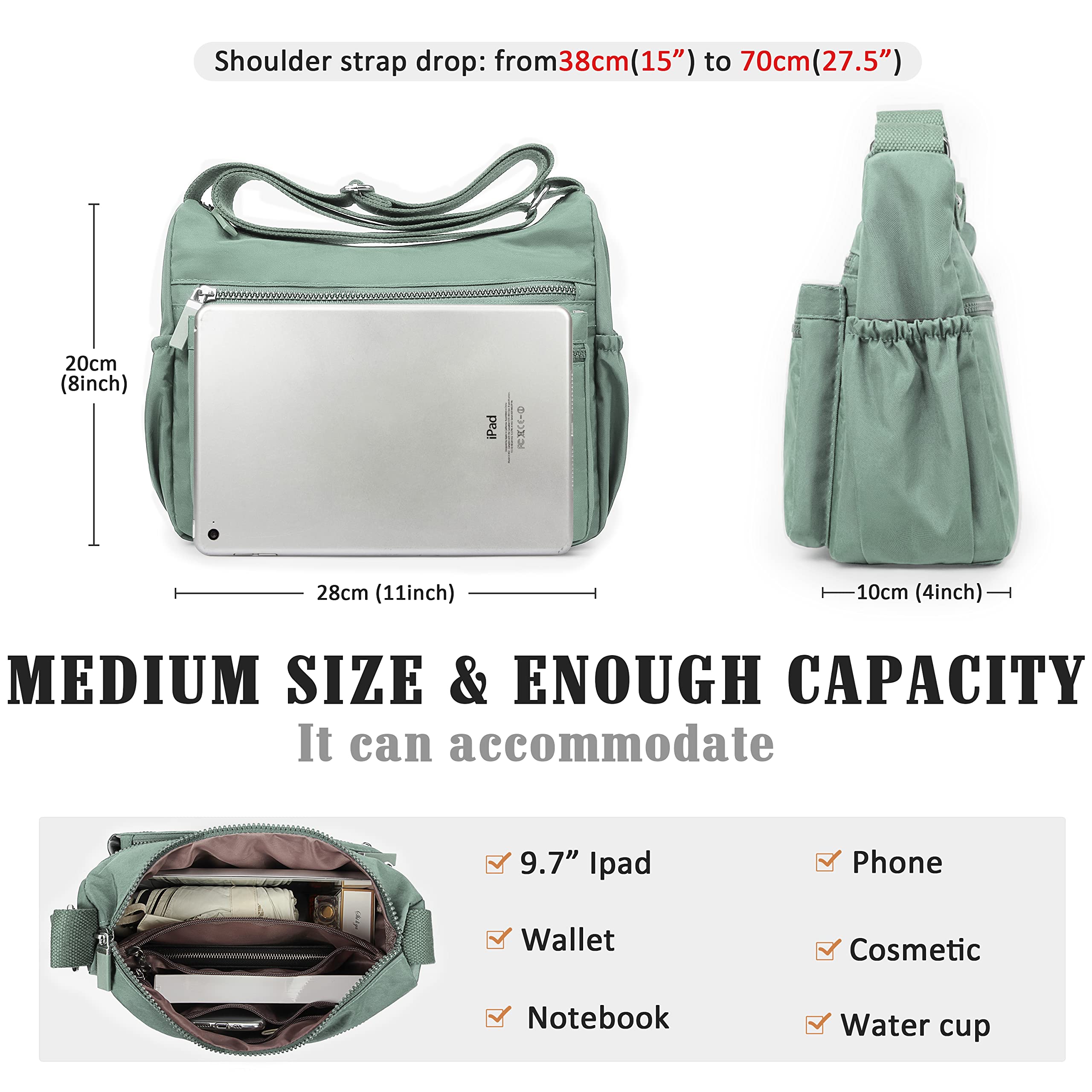 VOLGANIK ROCK Women's RFID Anti-Theft Crossbody Bag - Water Resistant Shoulder Purse for Travel, Shopping & Daily Use