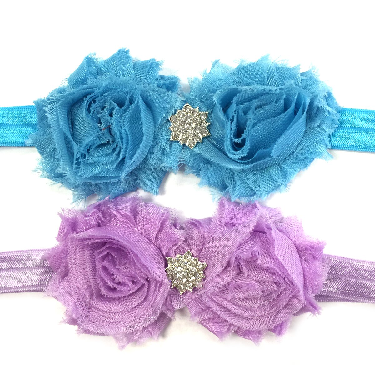 8-Piece Frayed Shabby Chic Double Rose Baby Headbands Set | Newborn Infant Hair Accessories for Girls | Perfect for Photography, Birthday Parties & Special Occasions