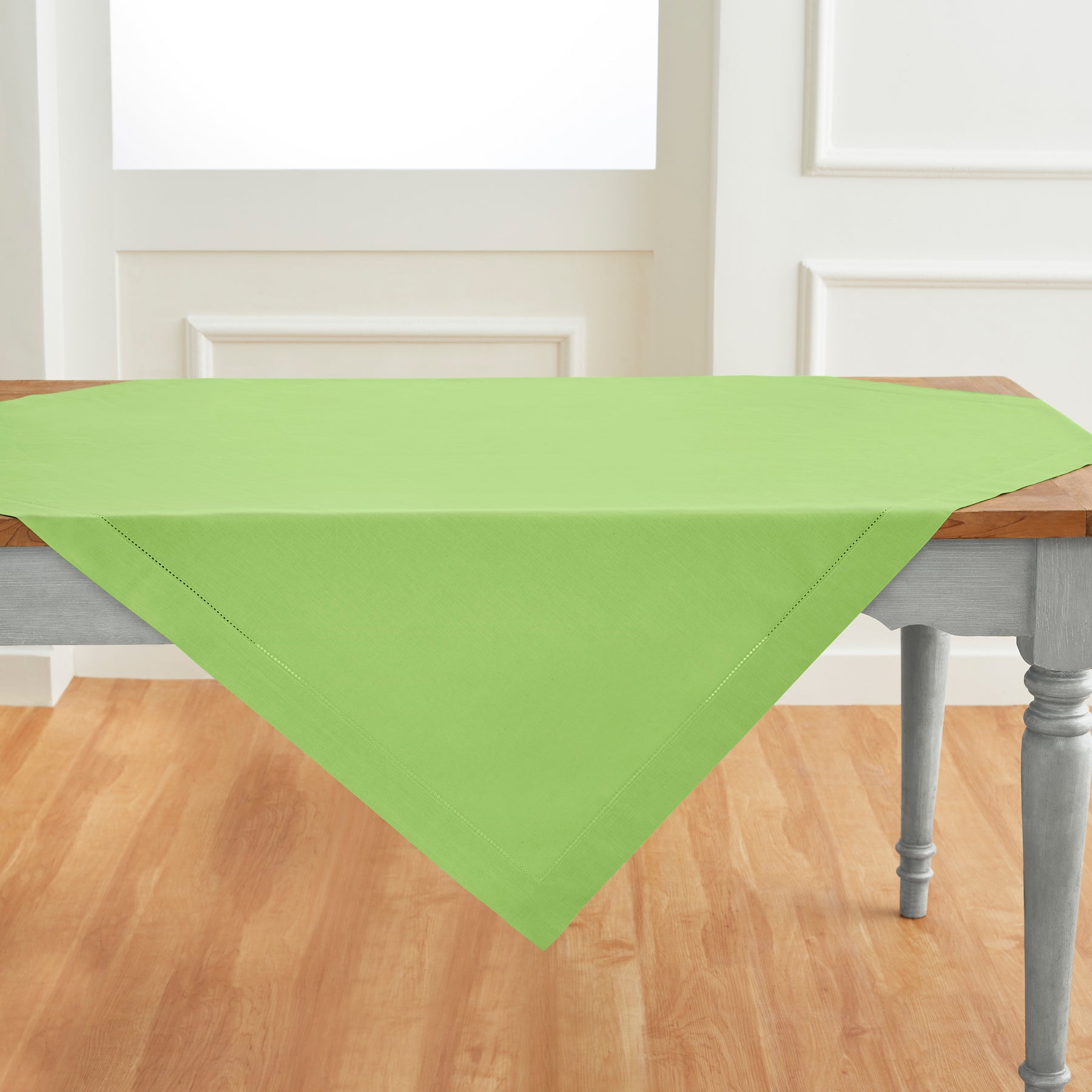 Premium Cotton Linen Hemstitch Table Throw - Elegant Decorative Table Runner for Dining Room, Wedding, Party & Home Decor