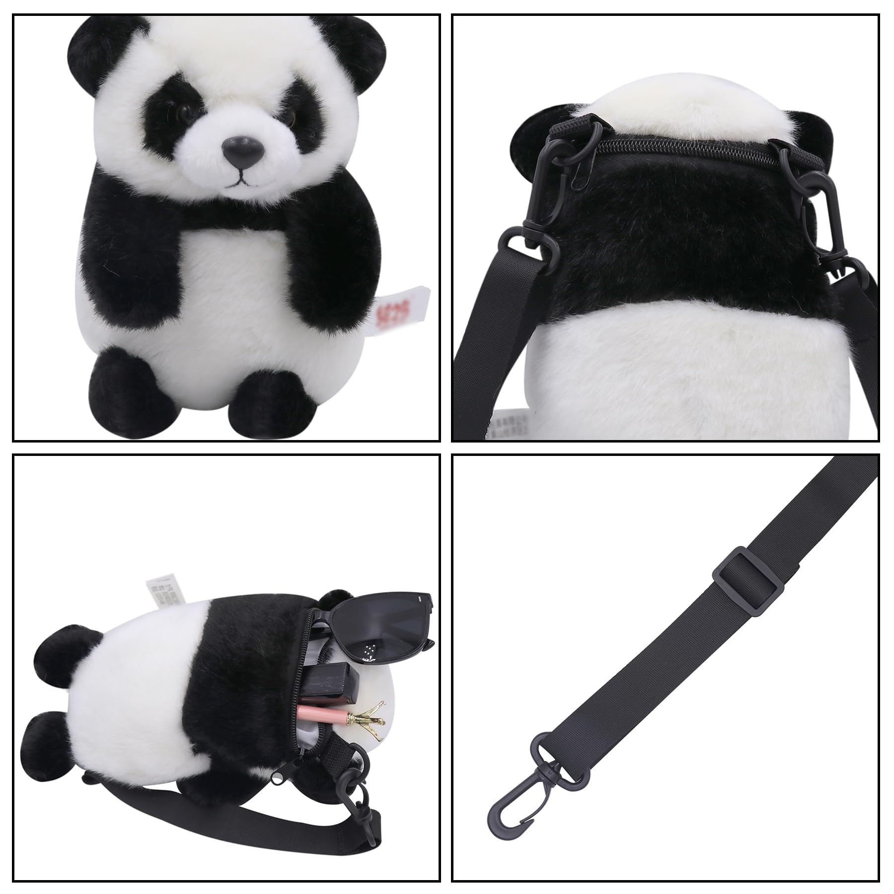 Cute Fluffy Plush Tiger Panda Crossbody Purse for Women & Girls - Small Animal Shoulder Bag - Perfect for Casual Outings, Travel & Gifts