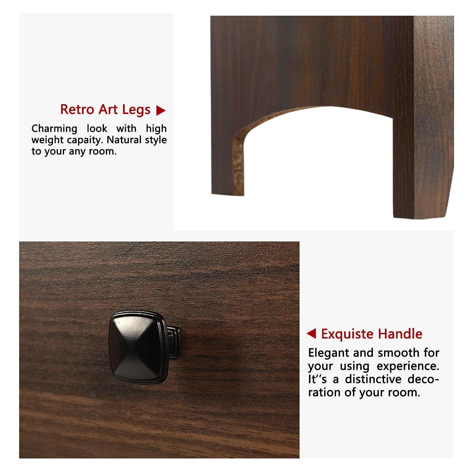 Vikiullf 3-Piece Wooden Dresser and Nightstand Set - 7-Drawer Dresser & 2-Drawer Nightstands, Brown Wood Grain Bedroom Furniture for Master Bedroom, Guest Room or Dorm