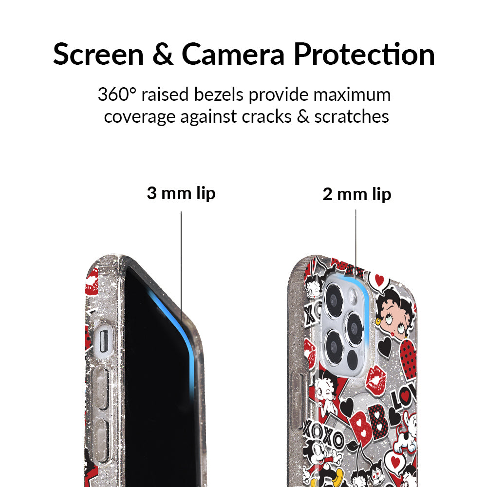Betty Boop Glitter iPhone Case - Stylish & Protective Phone Cover for iPhone 13/14/15 Pro Max, Sparkly Fashion Accessory - Perfect for Parties, Daily Use & Gift Giving