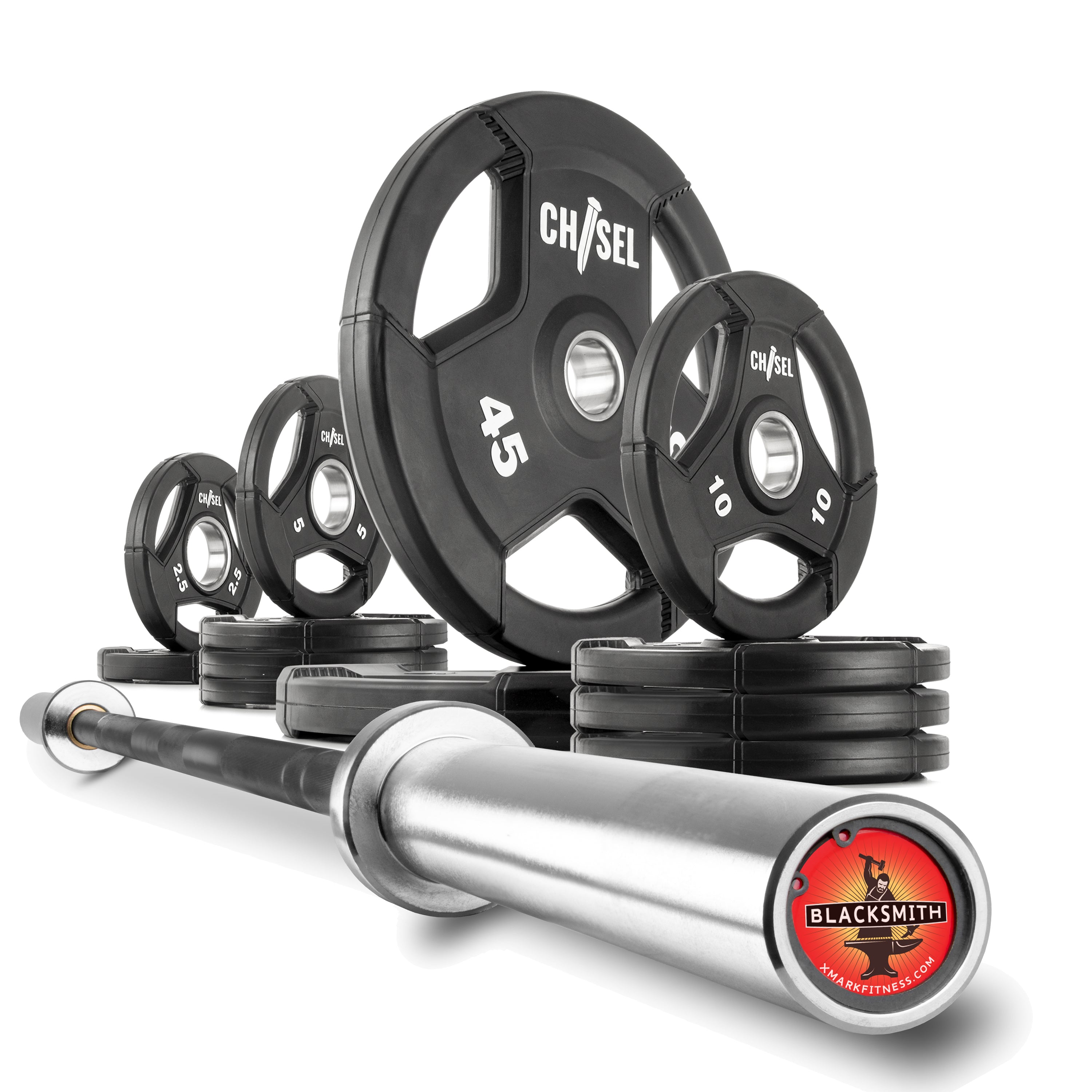 Olympic Weight Plates and Barbell Set - 300LB Rubber Coated Gym Equipment for CrossFit, Powerlifting & Home Workouts - Perfect for Strength Training & Fitness Enthusiasts