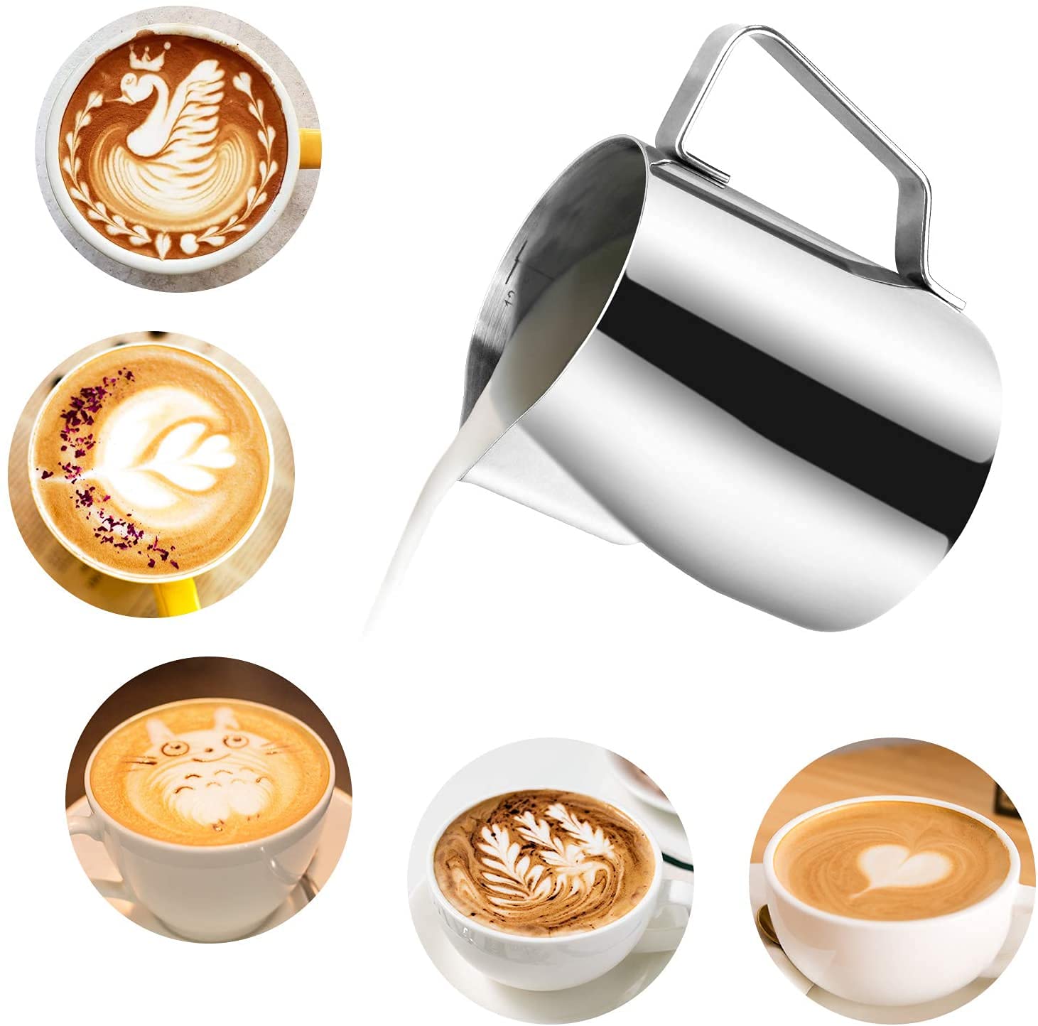 12Oz Stainless Steel Milk Frothing Pitcher for Espresso & Latte Art - Barista Grade Milk Frother Cup for Coffee, Cappuccino & Hot Chocolate at Home or Cafe