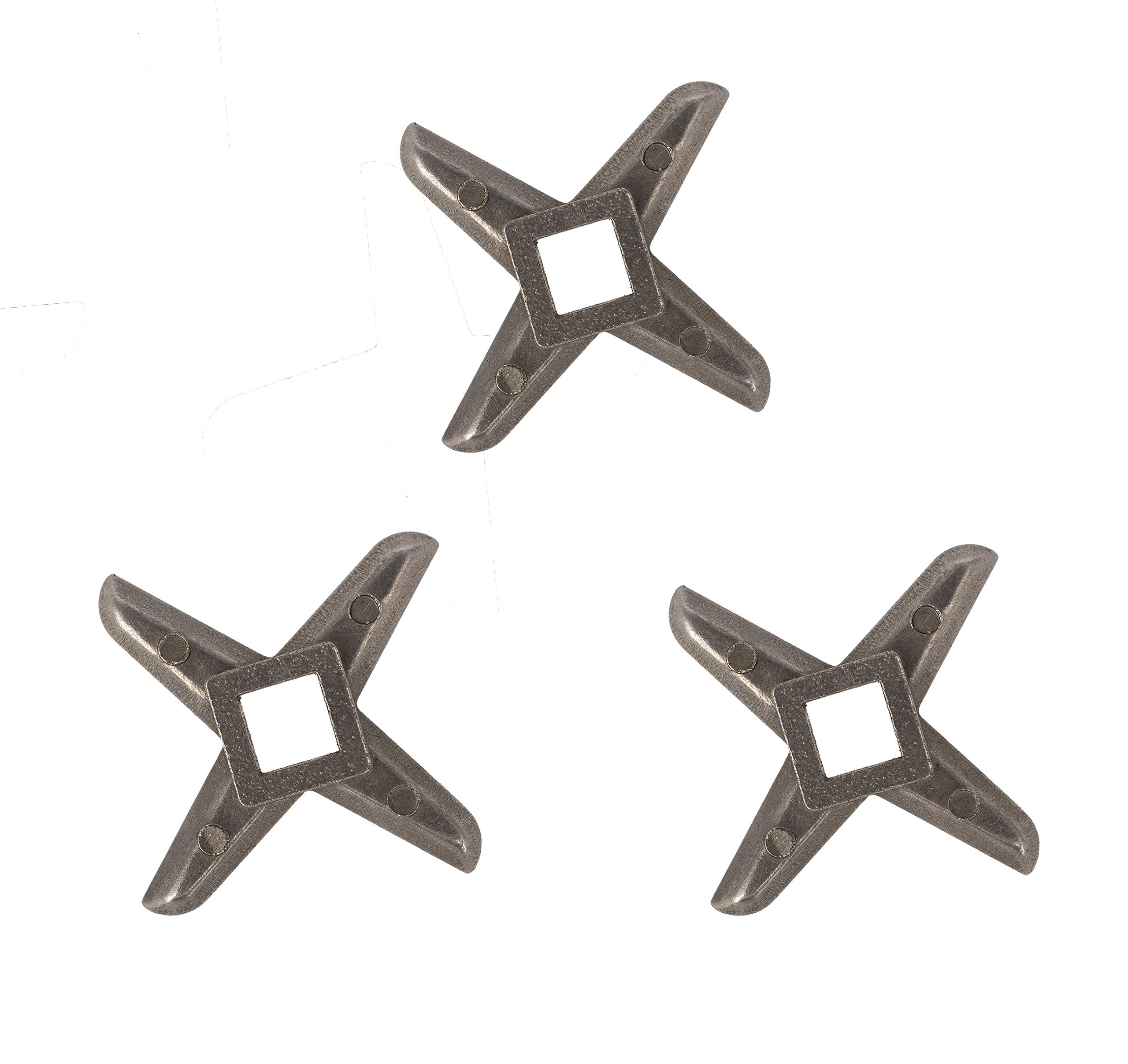 Premium #5 Stainless Steel Meat Grinder Blades - Pack of 3 - Sharp Replacement Knife Blades for Grinding & Cutting Beef, Pork, Sausage - Perfect for Home Kitchens & Commercial Use