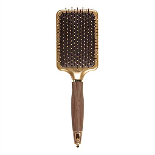 Olivia Garden Nano Thermic Ceramic & Ion Shaper Paddle Brush - Ionic Hair Styling Brush with Soft Touch Bristles for Blow Drying, Smoothing & Frizz Control | Professional Flat Brush for Salon & Home Use