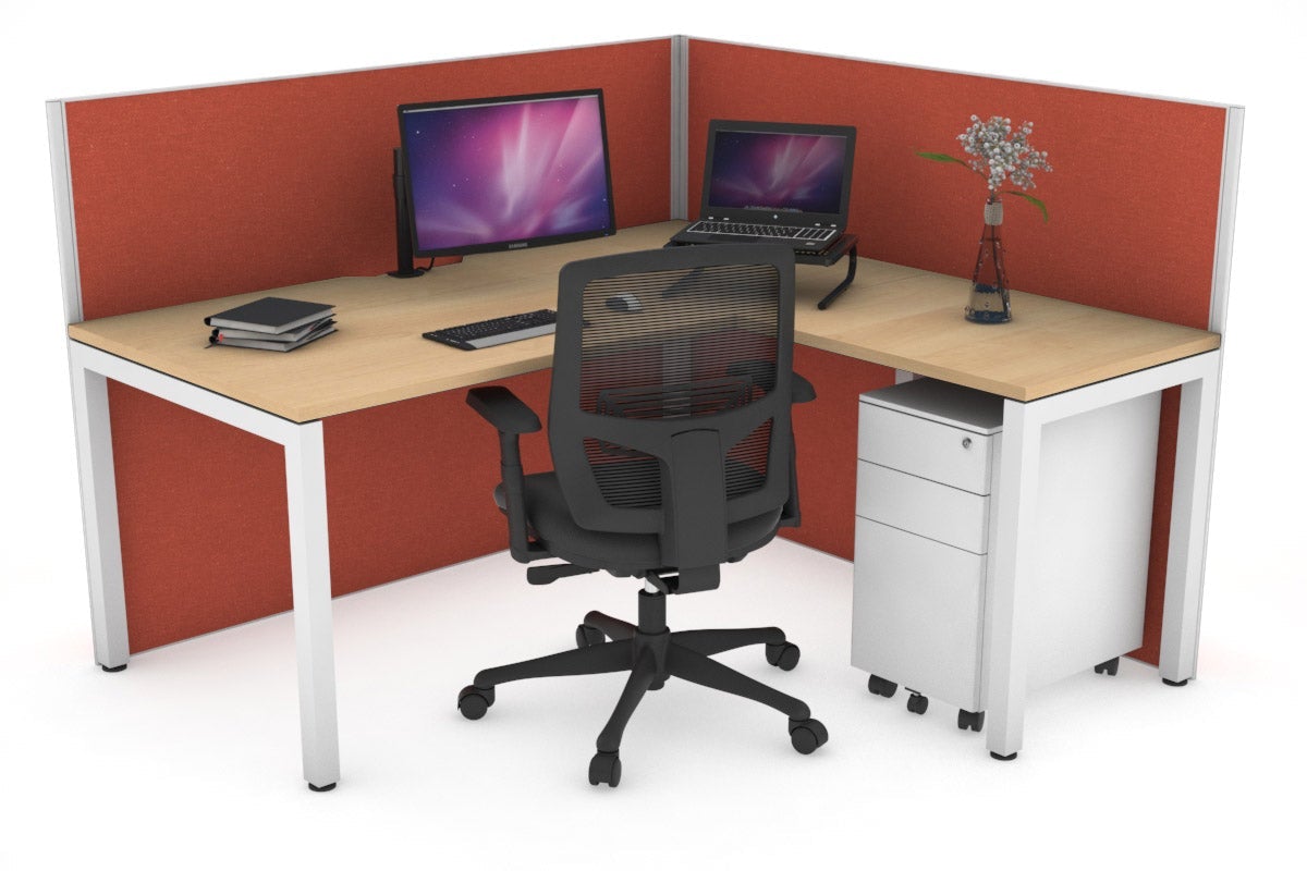 Horizon Quadro Square Legs L-Shaped Corner Office Desk - 1800L x 1800W with Cable Management | Modern Home & Office Workspace Solution for Professionals & Gamers
