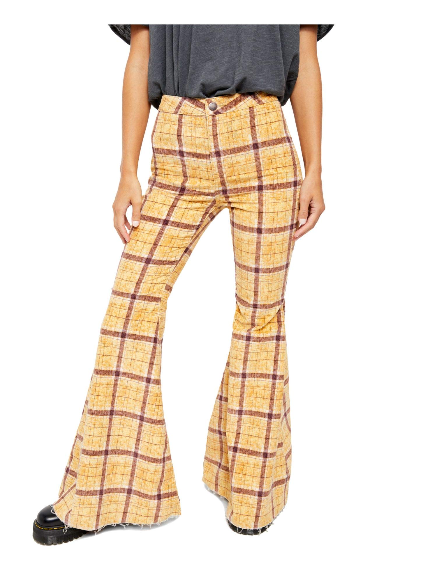 Free People Just Float on Plaid Jeans - Stylish & Comfortable Women's High Waisted Flare Jeans for Casual Outfits & Boho Fashion