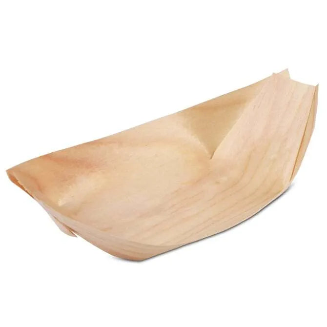 Premium Poplar Wood Serving Boats 5.5 x 3 x 0.5 Inch - 50 Pack for Charcuterie, Cheese, Appetizers & Party Platters - Natural Wooden Display Trays for Entertaining, Weddings & Catering