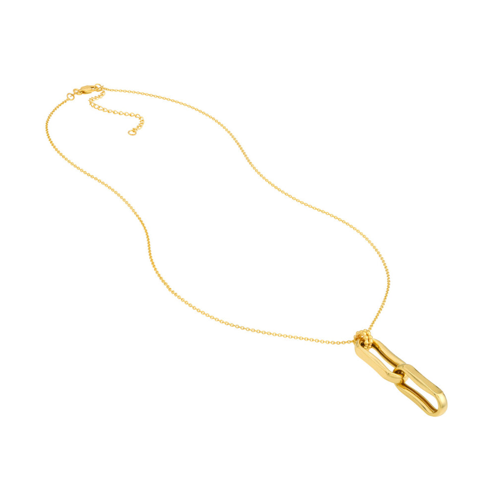 14K Gold Double Oval Link Pendant Necklace for Women - Elegant Layering Jewelry Gift for Anniversary, Birthday & Valentine's Day - Perfect for Everyday Wear & Special Occasions