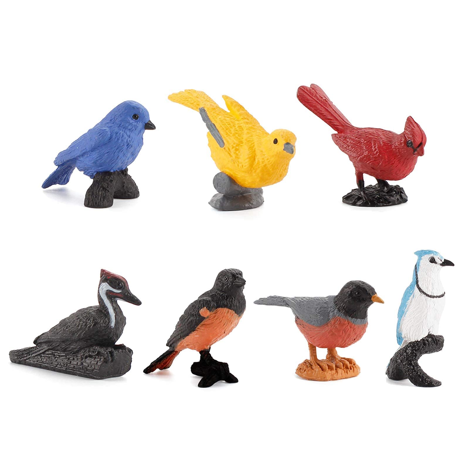 Realistic Plastic Bird Figurines Set - 7 Piece Small Toy Birds for Kids, Backyard Play & Cake Toppers - Perfect for Birthday Party Favors, Educational Play & Nature-Themed Decorations