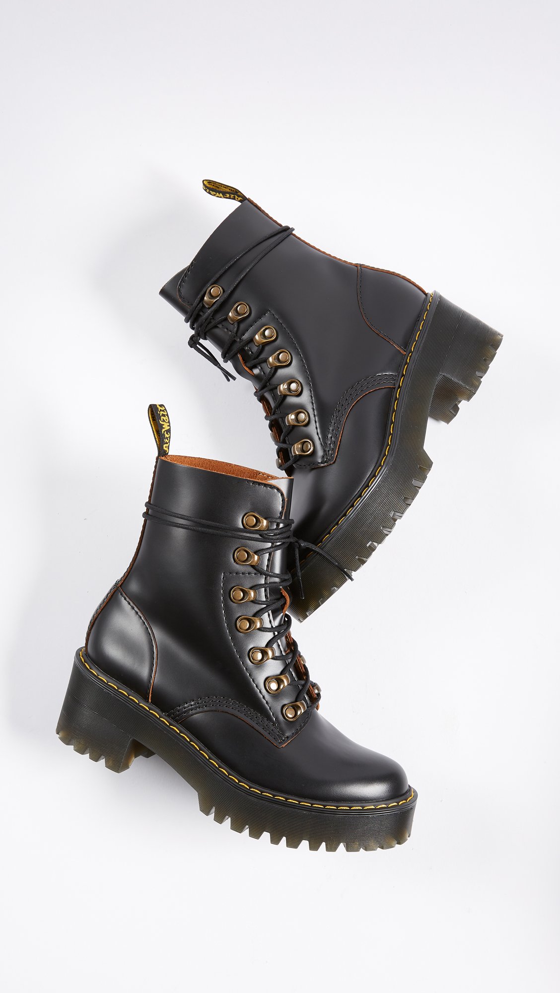 Dr. Martens Women's Leona Leather Heeled Boots - Chunky Heel Ankle Boots for Women, Comfortable & Stylish (Perfect for Office, Night Out & Fall Fashion)