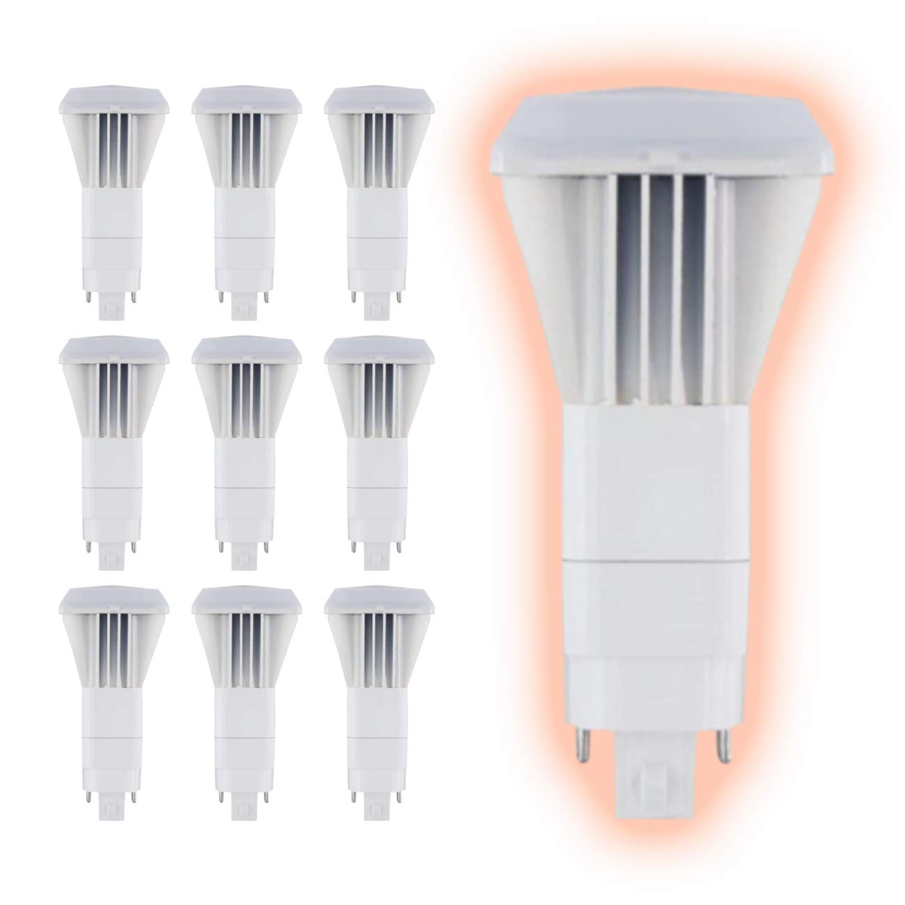 Energy Efficient 13W LED Plug-in Light Bulbs - 10 Pack | 5000K Daylight, 1000 Lumens, G24Q Base | Commercial Vertical Replacement for 10W Type B 4 Pin | High Output 140° Beam PL Bulbs - Perfect for Office Lighting, Retail Stores & Warehouse Fixtures