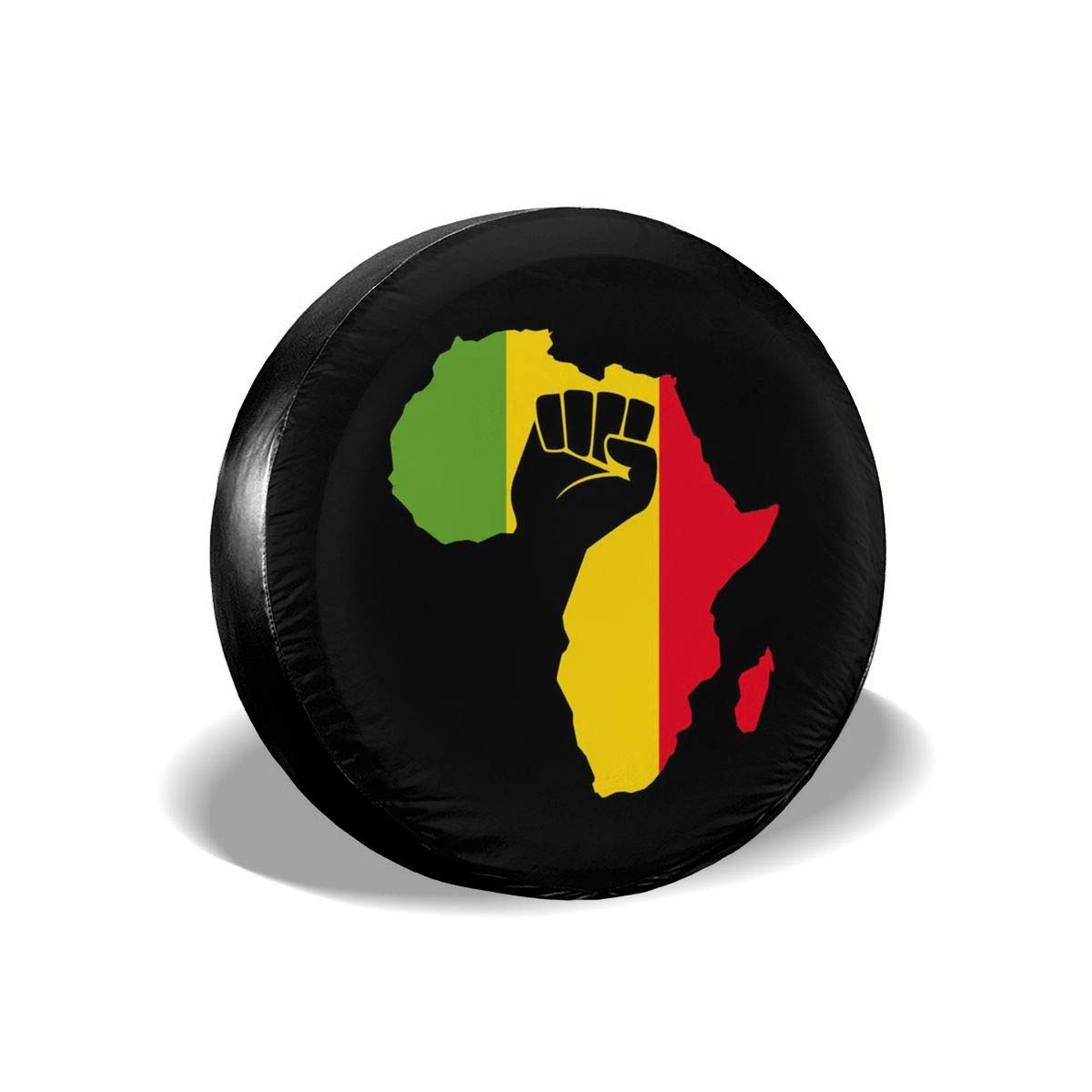 Waterproof & Dust-Proof 14 Inch African Black Power Spare Tire Cover - Universal Fit for Jeep, Trailer, RV, SUV & Most Vehicles | Off-Road Adventure & Outdoor Protection