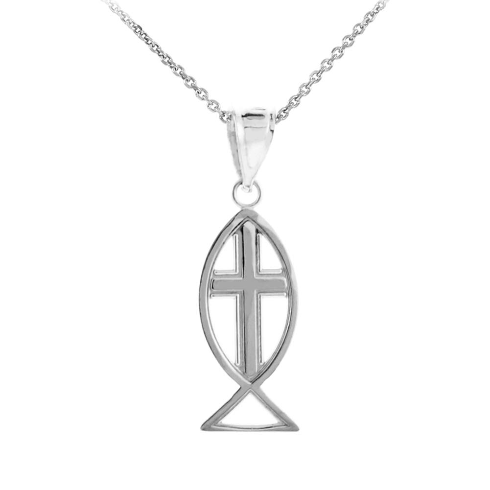 925 Silver Christian Cross Fish Pendant Necklace for Faith & Daily Wear