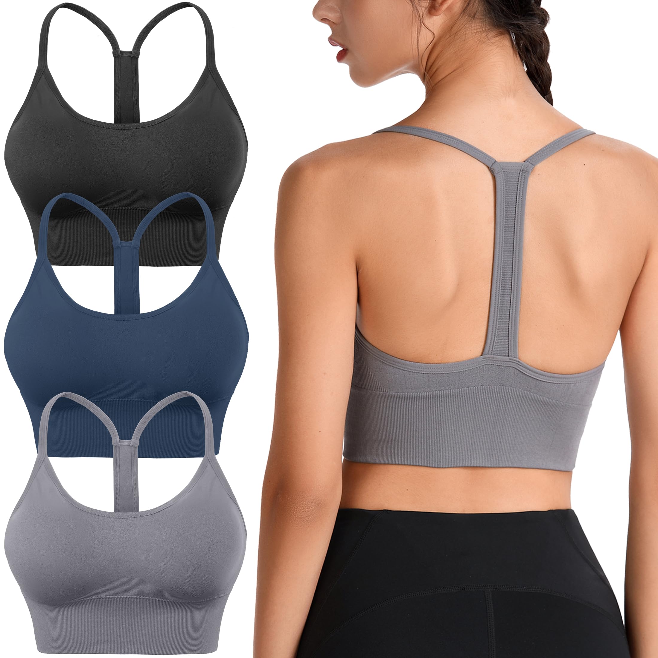 Evercute Padded Racerback Sports Bra for Yoga & Fitness - Low Impact Workout Wear