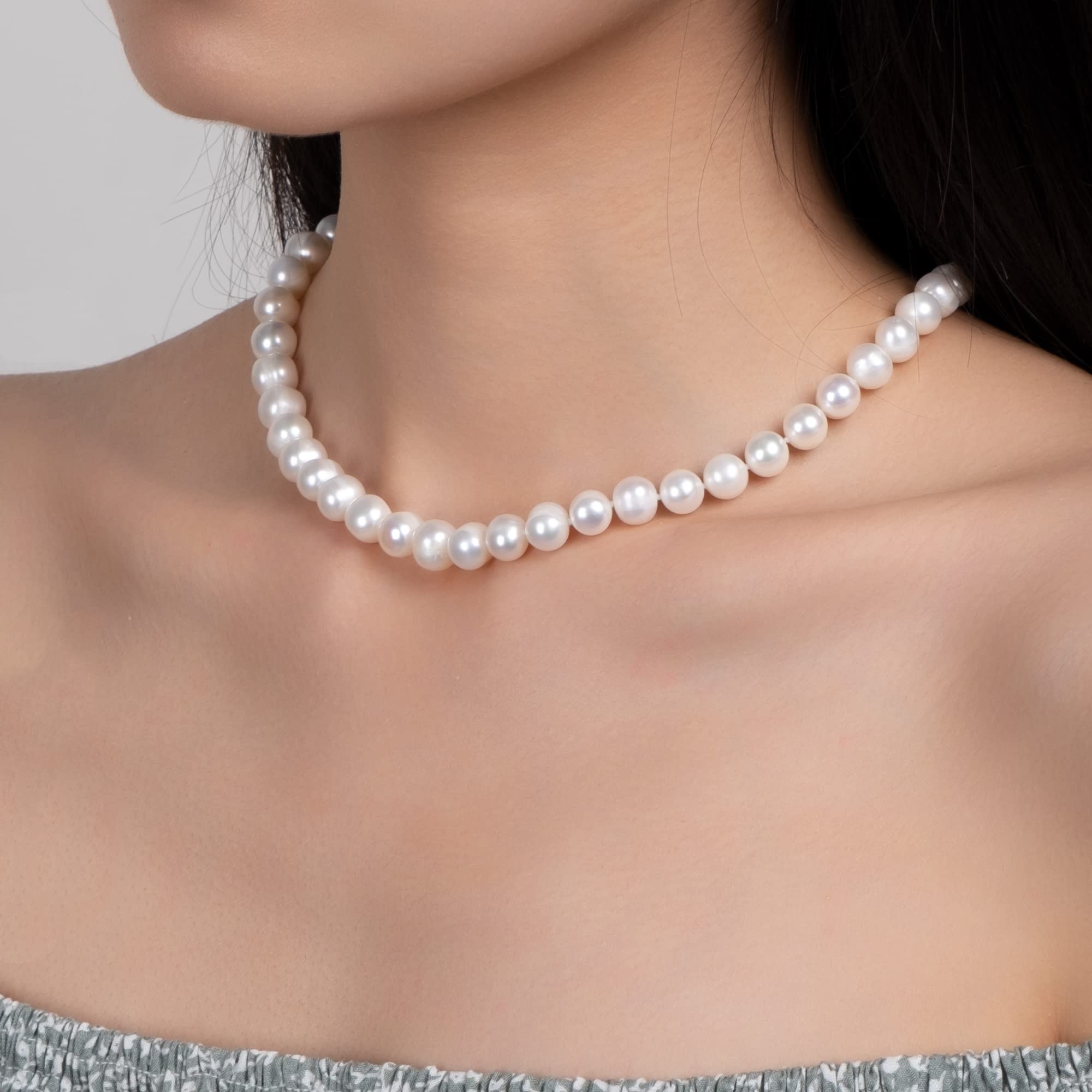 AAAAA Grade Genuine Freshwater Cultured Pearl Necklace for Women - Elegant Fine Jewelry Gift for Her - Perfect for Weddings, Anniversaries & Special Occasions