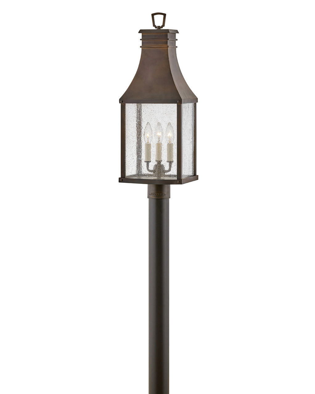 Blackened Copper LED Post Top Light - Outdoor Pier Mount Fixture for Patio, Garden & Driveway Lighting