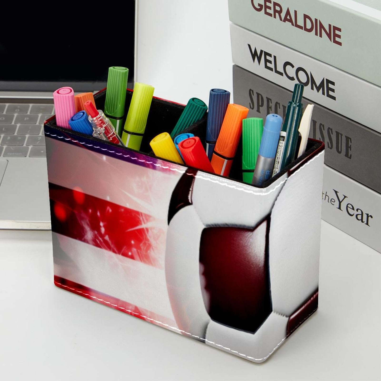 American Flag & Football Pen Holder - Desk Organizer for Pens & Office Supplies | Perfect for Home, Office & School Desks