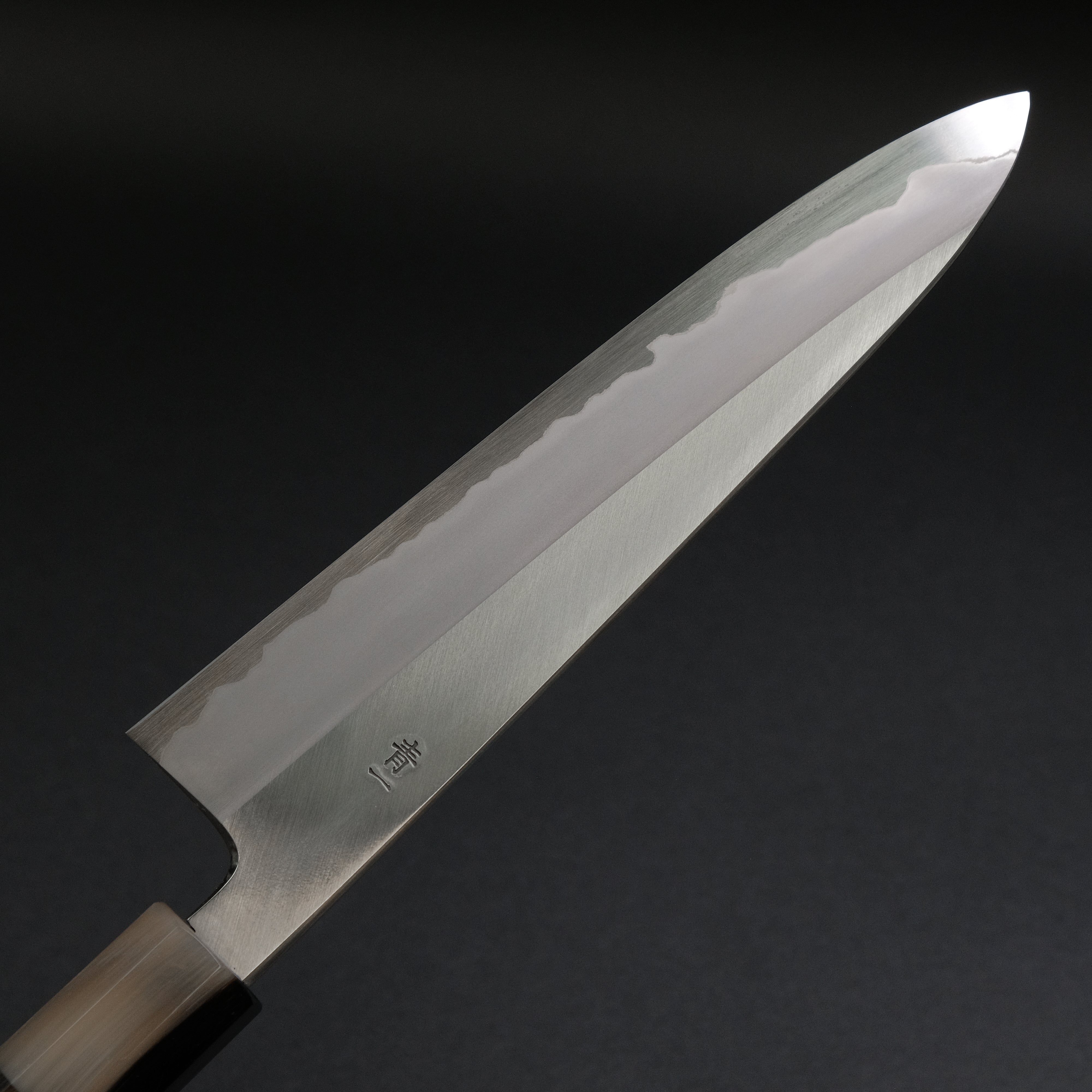 Hitohira Tanaka Kyuzo Blue #1 Stainless Clad Gyuto 210mm Japanese Chef Knife - Taihei Makassar Ebony Handle | Professional Kitchen Knife for Sushi, Meat Cutting & Food Preparation | Premium Discounted Chef's Knife