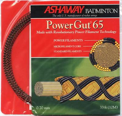 Ashaway Power Gut 65 Badminton String - High Performance Nylon String for Badminton Rackets | Perfect for Competitive Play & Training Sessions