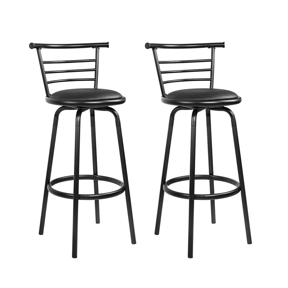 2 Pack Swivel Bar Stools with Leather Padded Seat and Metal Frame - Perfect for Kitchen Island, Home Bar or Breakfast Nook