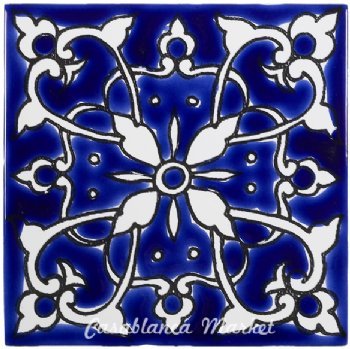 Casablanca Market MT002 Mediterranean Ceramic Azur Decorative Tile - Handmade Blue Mosaic Wall Tile for Kitchen Backsplash, Bathroom, and Outdoor Decor