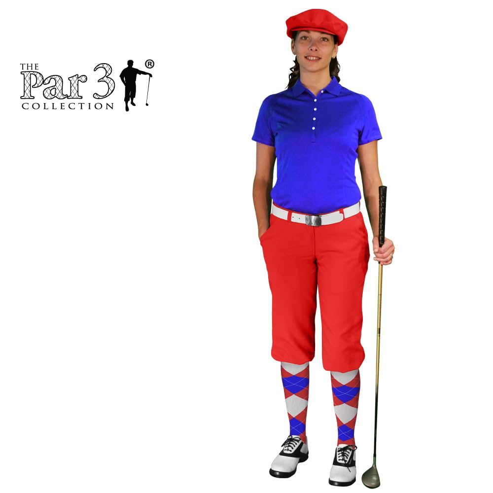 Red Women's 'Par 3' Microfiber Golf Polo Shirt - Breathable Moisture-Wicking Performance Top for Golf, Tennis & Casual Wear