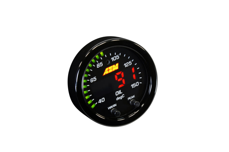 AEM X Series Temperature Gauge Kit 100-300F - Black Bezel & Water Temp Faceplate | Performance Monitoring for Cars, Trucks, Boats | Engine & Fluid Temperature Measurement