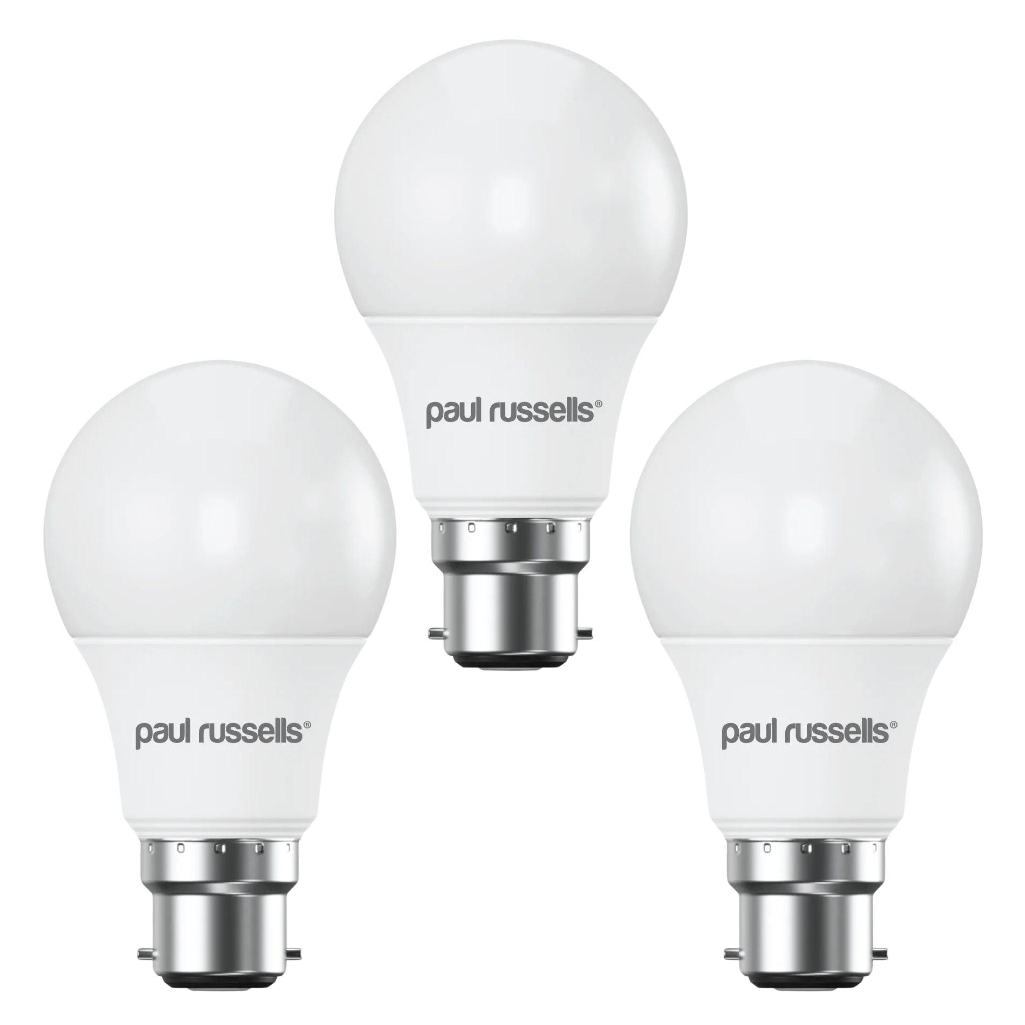3 Pack LED Dimmable B22 Bayonet Light Bulbs 8.5W (60W Equivalent) Warm White 2700K Energy Saving - Perfect for Bedroom, Living Room & Table Lamps