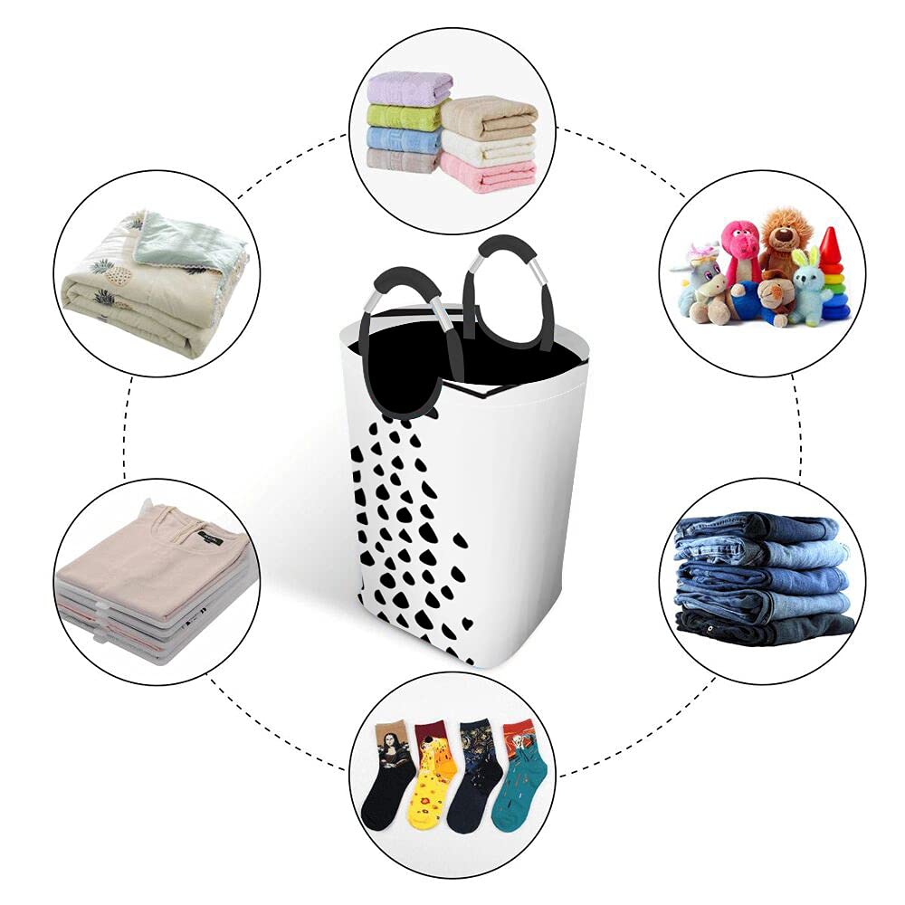 Wondertify Black Shower Icons Laundry Hamper - Foldable Clothes Basket with Handles for Bathroom, Bedroom & Kids Room Organization - Perfect for Towel Storage, Toy Organizer & Dirty Clothes Collection