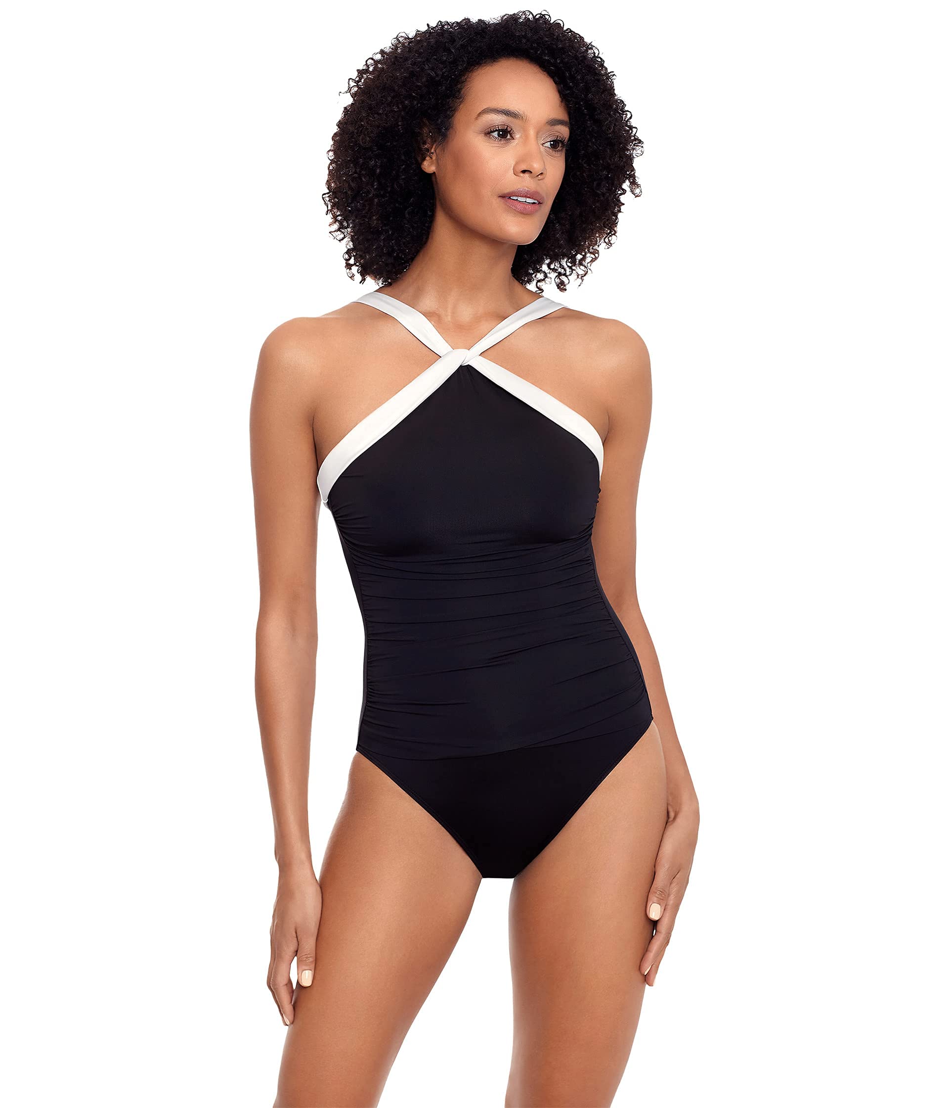 Lauren Ralph Lauren Women's Solid High Neck One-Piece Swimsuit - Stylish Beach & Pool Cover-Up for Summer Vacations, Resort Wear, and Water Activities