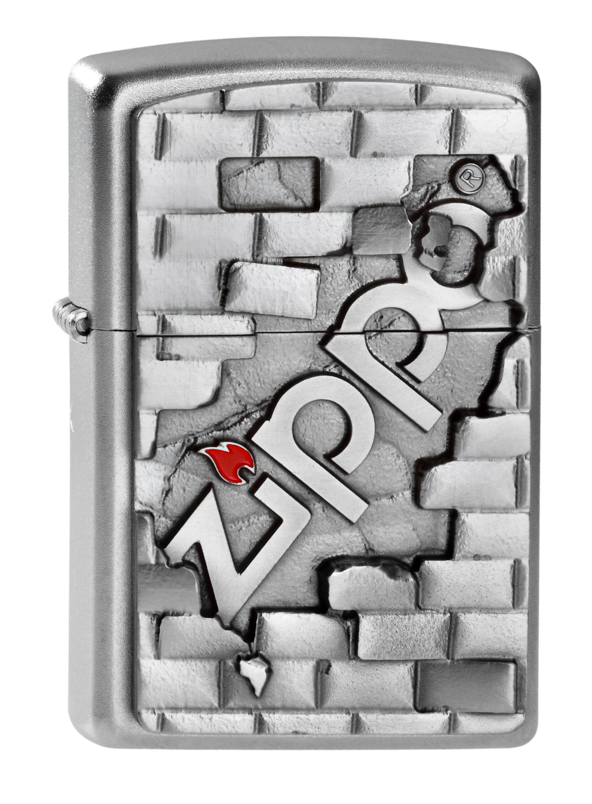 Zippo Windproof Lighter - Durable Metal Refillable Lighter with Zippo Fluid - Perfect for Cigarettes, Cigars, Candles & Camping - Pocket Fire Starter with Classic Wall Emblem Design