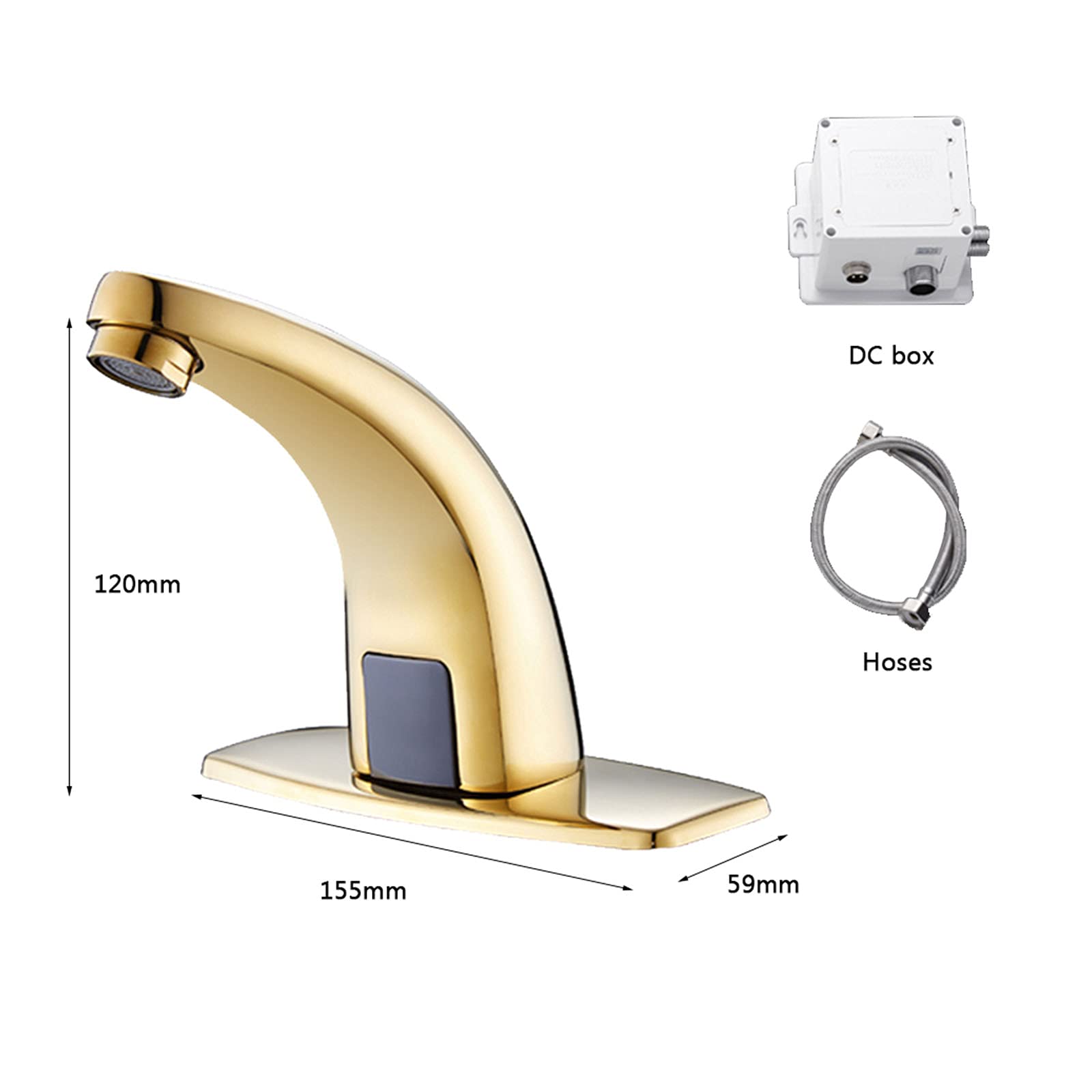 Automatic Sensor Faucet - Brass Smart Touchless Kitchen & Bathroom Sink Faucet with 4AA Battery Power, G1/2 Water Pipe Diameter, Golden Finish for Hygienic Hands-Free Washing (Ideal for Home, Restaurant, and Public Restrooms)