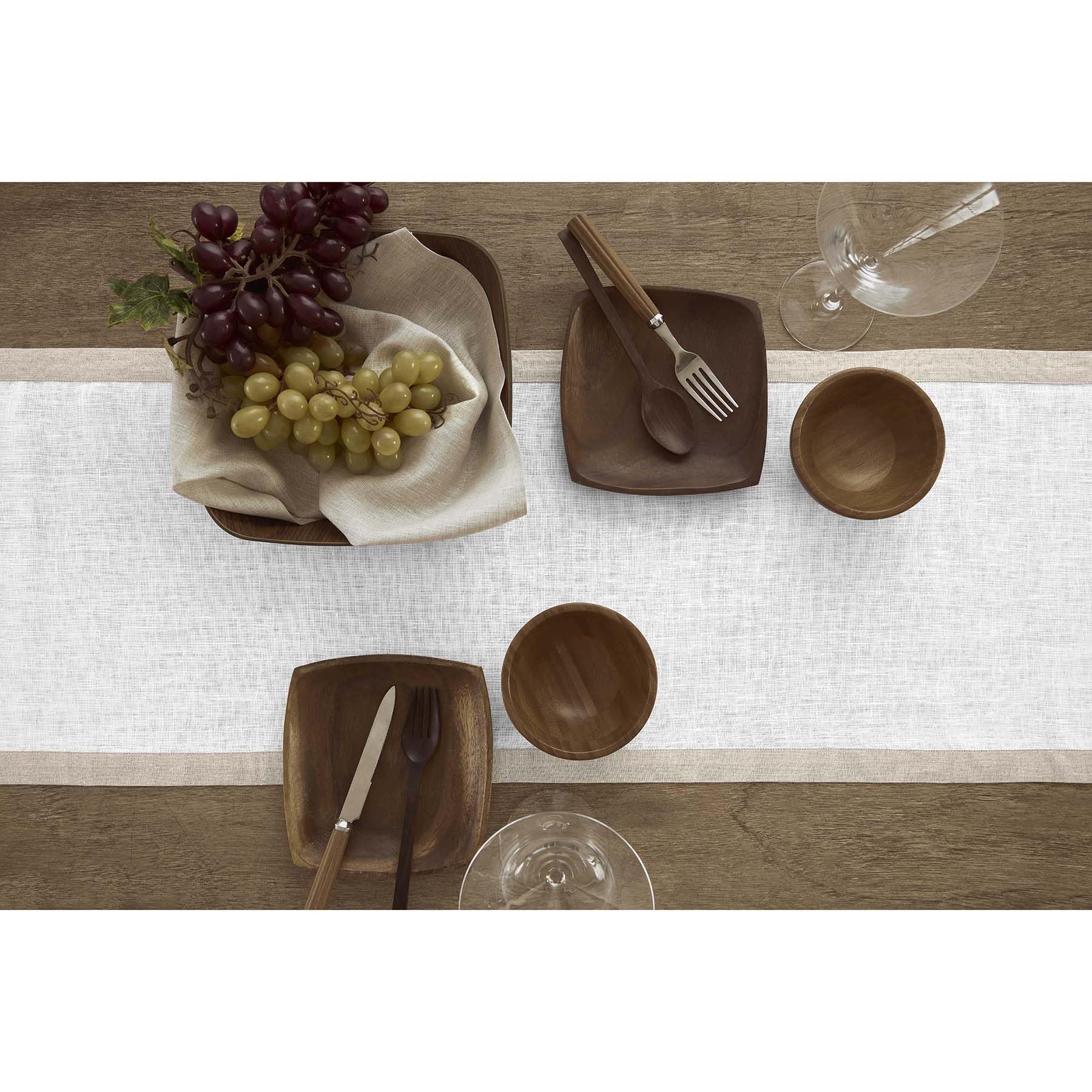 Solino Home 100% Pure Linen Table Runner 14 x 60 Inch - Classic Natural & White Linen Tablecloth for Dining Table, Dresser, Coffee Table | Perfect for Weddings, Parties & Home Decor