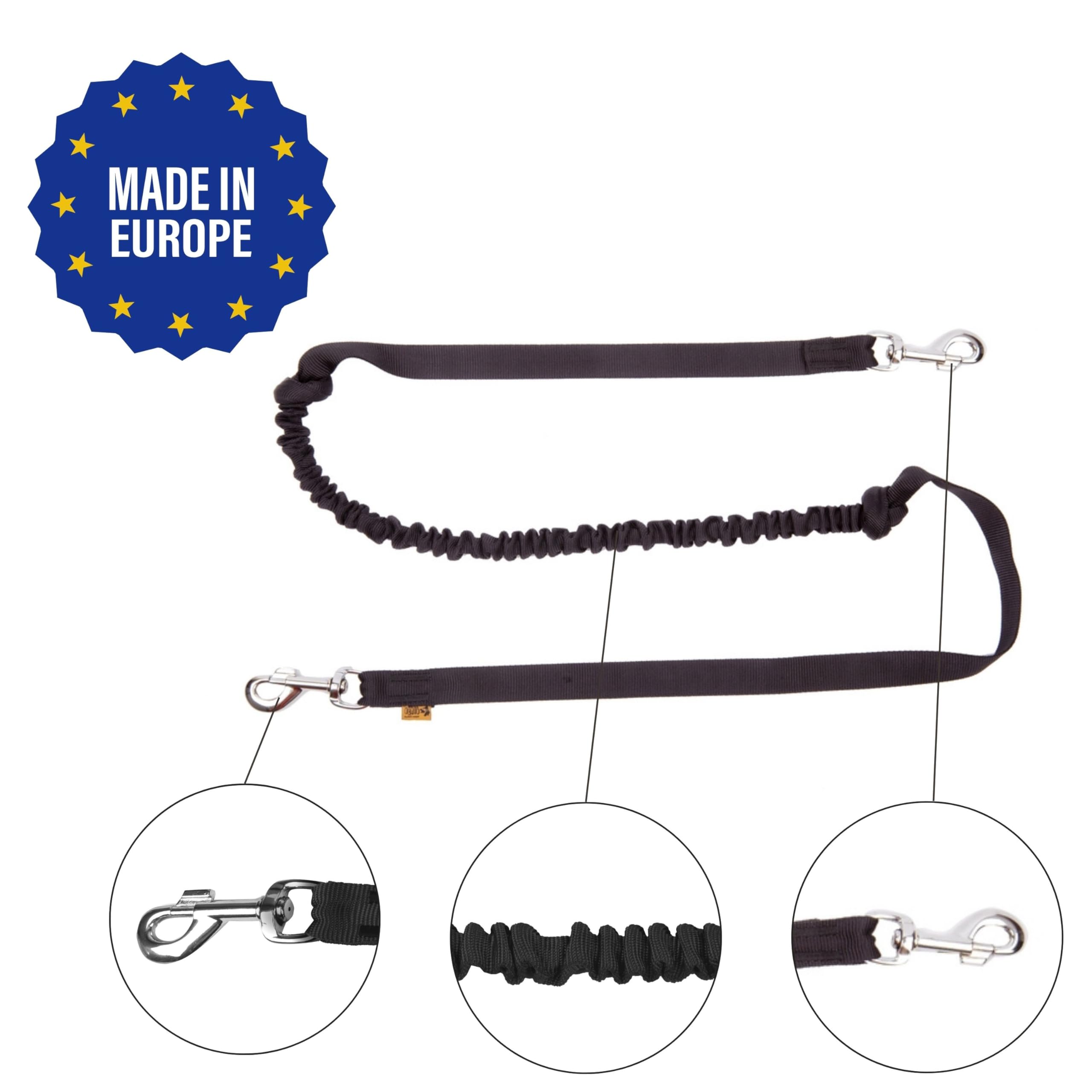 Hands Free Dog Leash Belt - Adjustable Bungee Leash for Large, Medium & Small Dogs | Perfect for Walking, Running, Hiking & Training | Comfortable Waist Belt with Two Snap Hooks (Model Z30005)