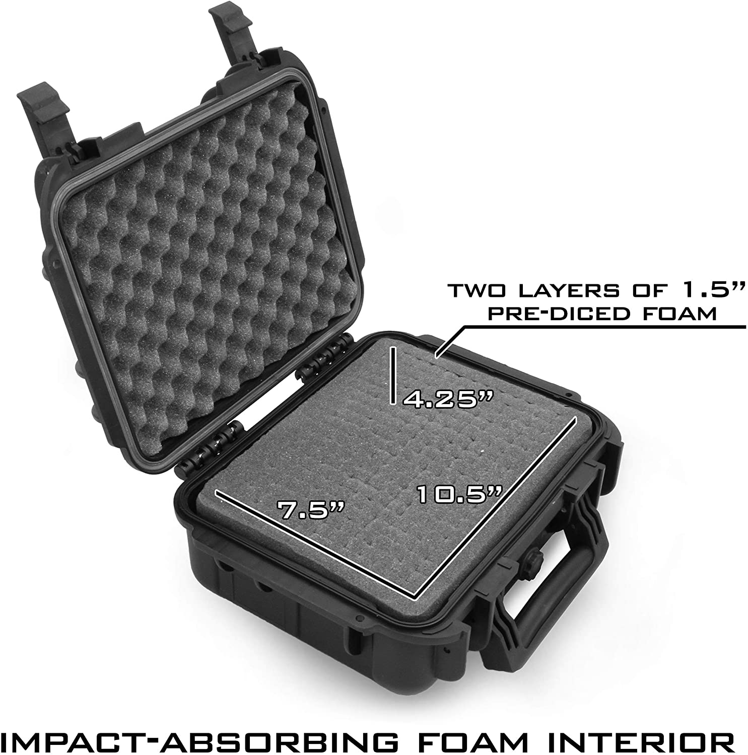 CASEMATIX 14 Two Gun Hard Case for 2 Handguns - Waterproof & Shockproof Pistol Case with Accessory Storage | Perfect for Range, Travel & Secure Firearm Transport