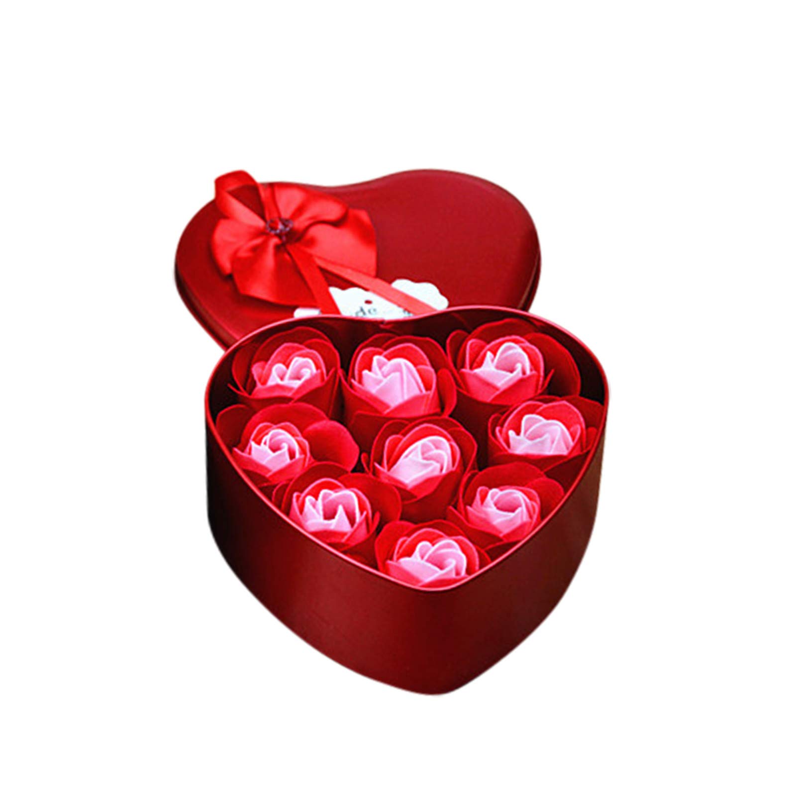 Handmade Rose Soap Flower Gift Box - Romantic Valentine's Day Present, Artificial Rose Bouquet with Heart Design - Perfect for Anniversary, Wedding, Mother's Day & Bridal Shower Decorations